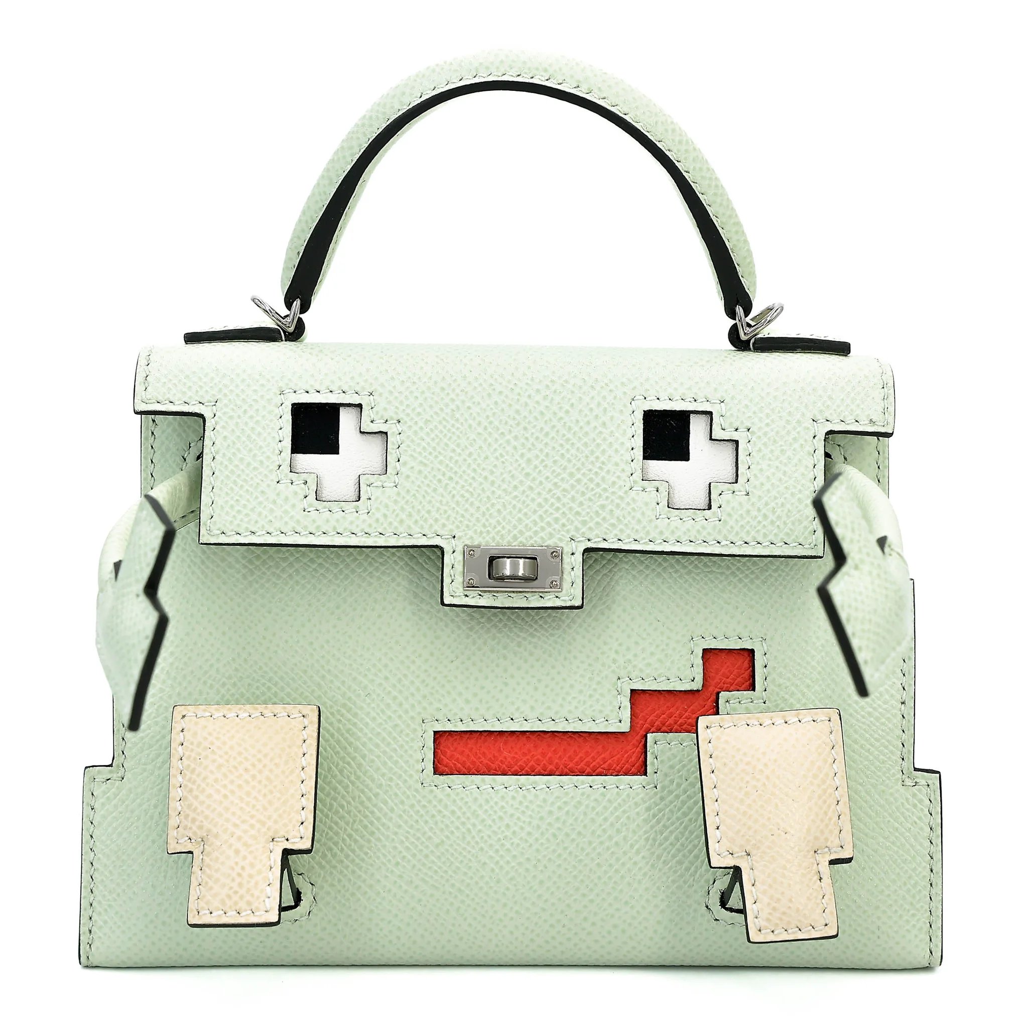 Hermes Limited Edition Kelly Doll Picto Vert Fizz (0S) Nata (I2) Rose Texas (0E) Vert Jade (O6) Epsom Palladium hardware B (2023)