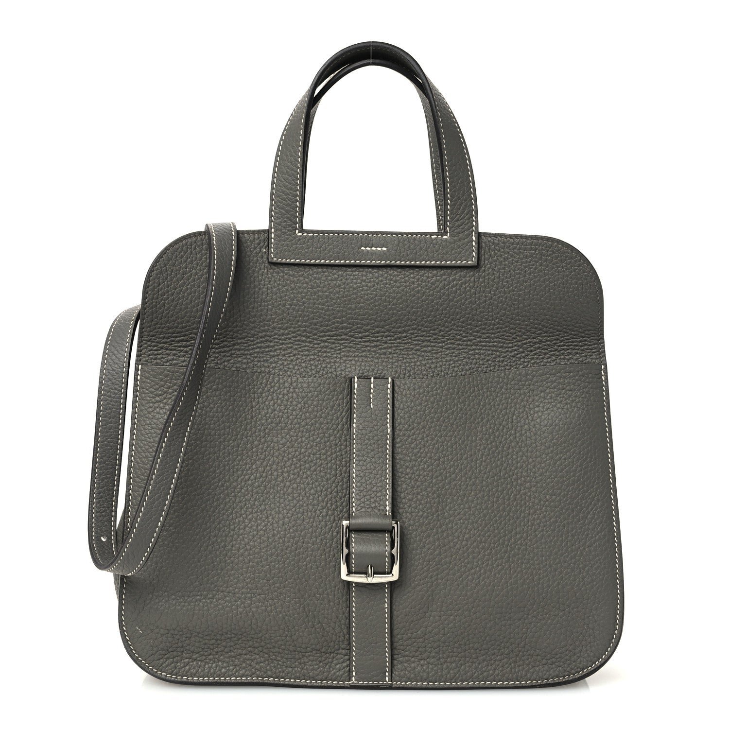 Hermes Taurillon Clemence Halzan 31 GM Gris Meyer