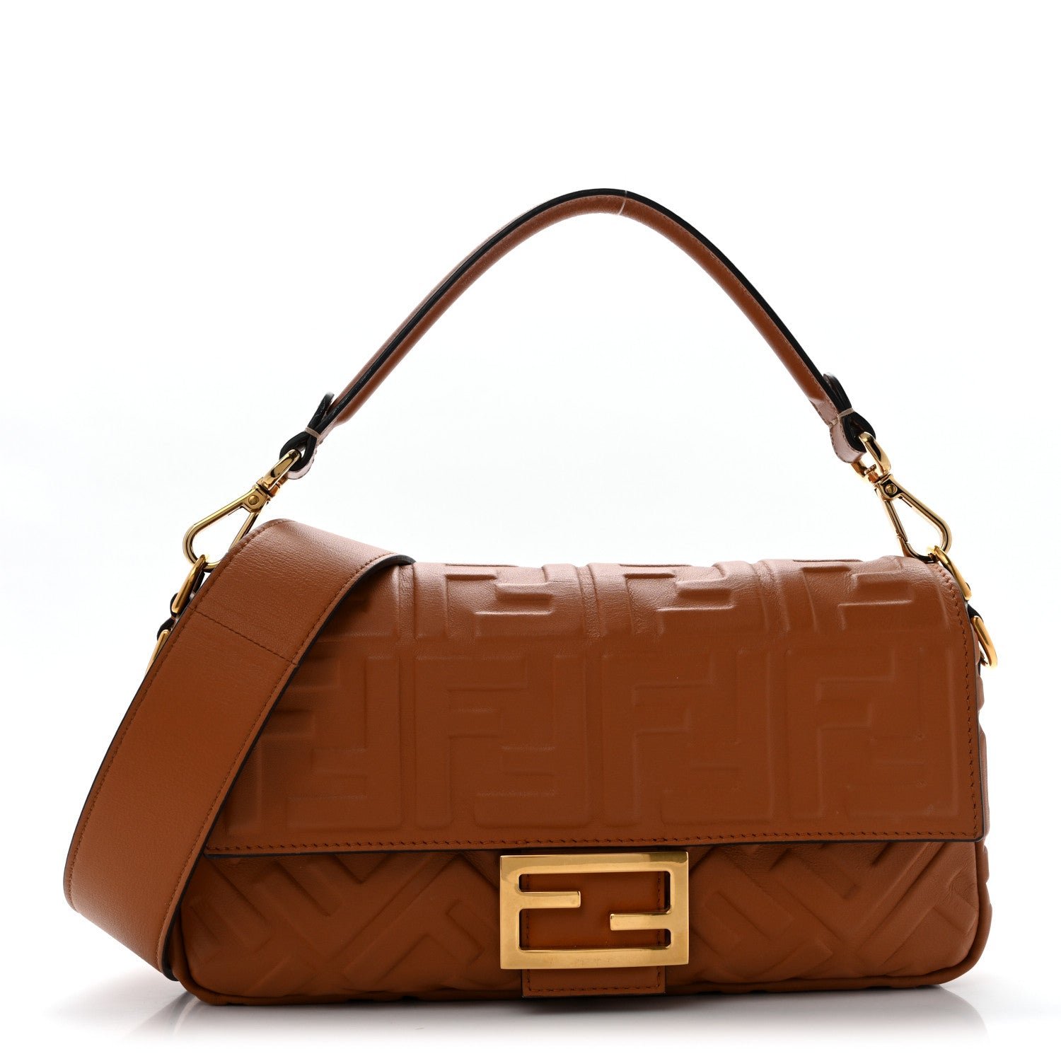 Fendi Nappa FF 1974 Embossed Baguette Coloniale
