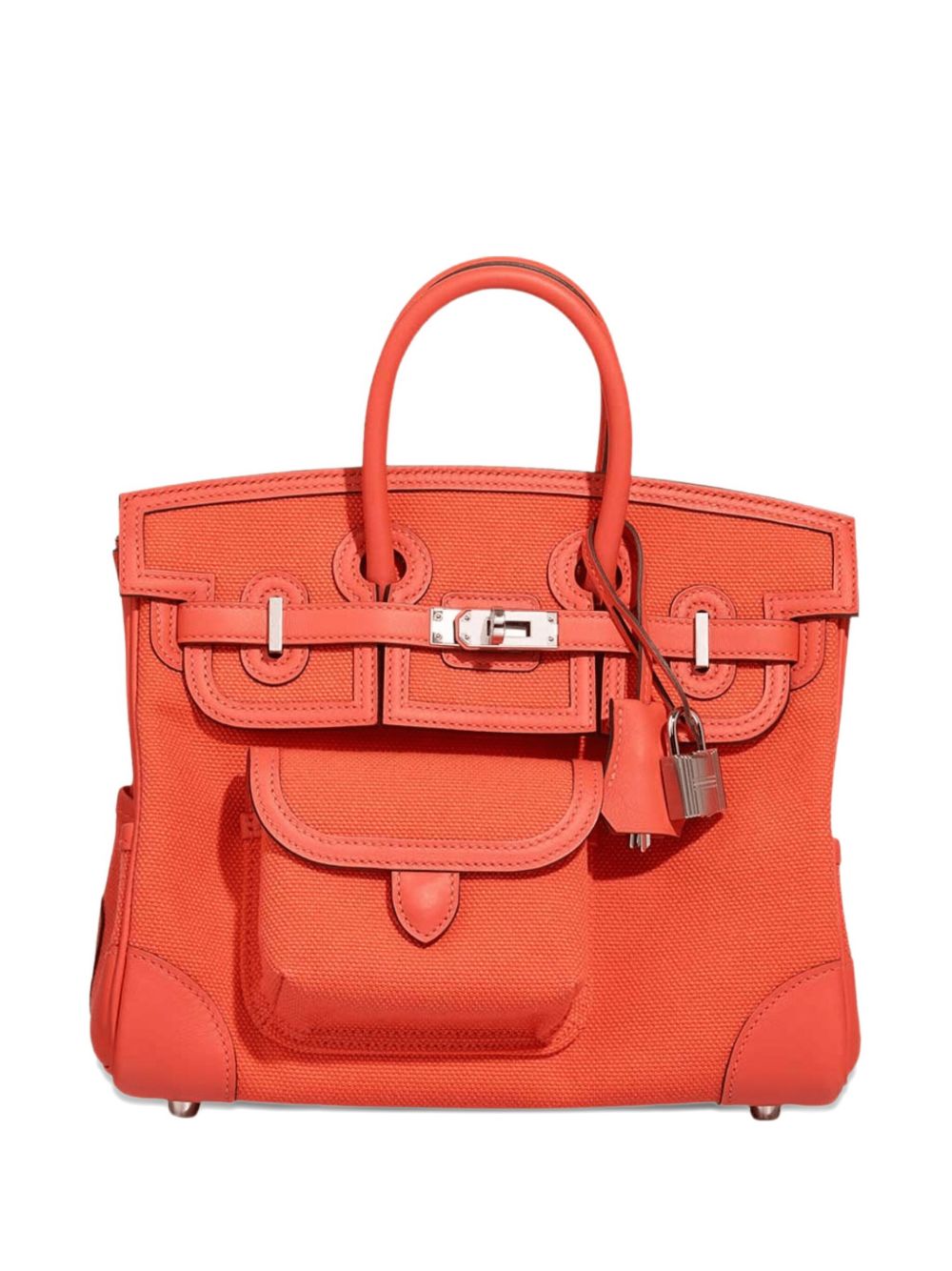 Hermes 2023 Birkin 25 Cargo Toile Goeland-Veau Swift palladium-hardware tote bag