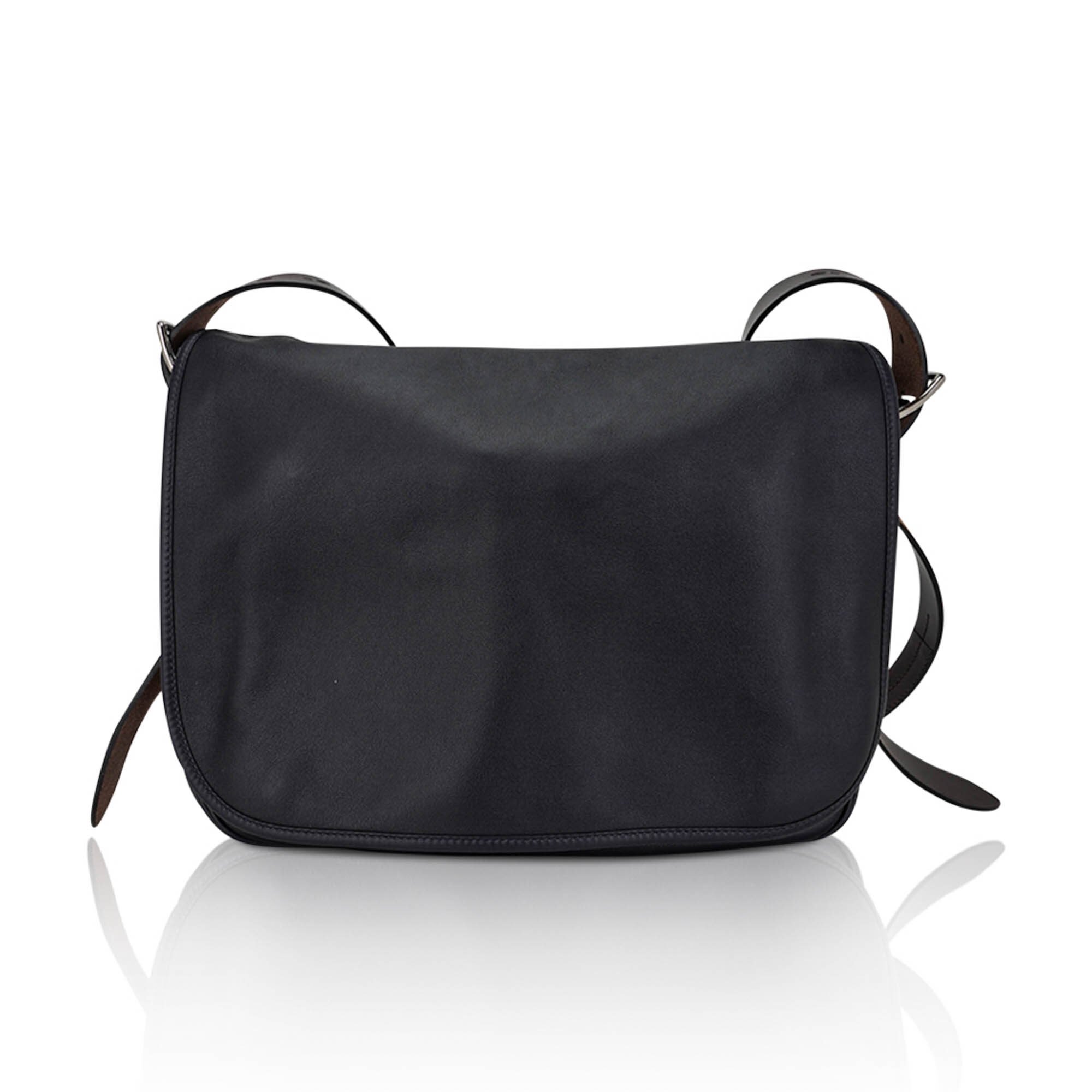 Hermes Hermes Barda Messenger Bag Black Sikkim Leather Palladium Hardware