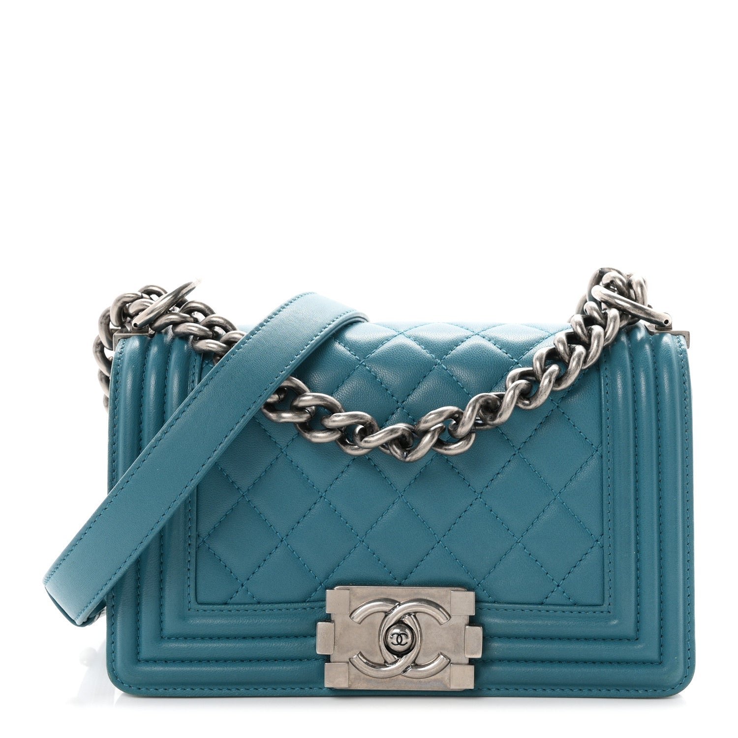Chanel Lambskin Quilted Small Boy Flap Dark Turquoise