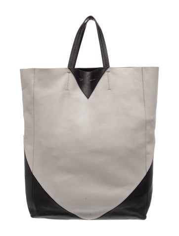 Leather Vertical Bi-Cabas Tote Vertical