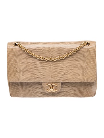 Classic Medium Lizard Double Flap Bag