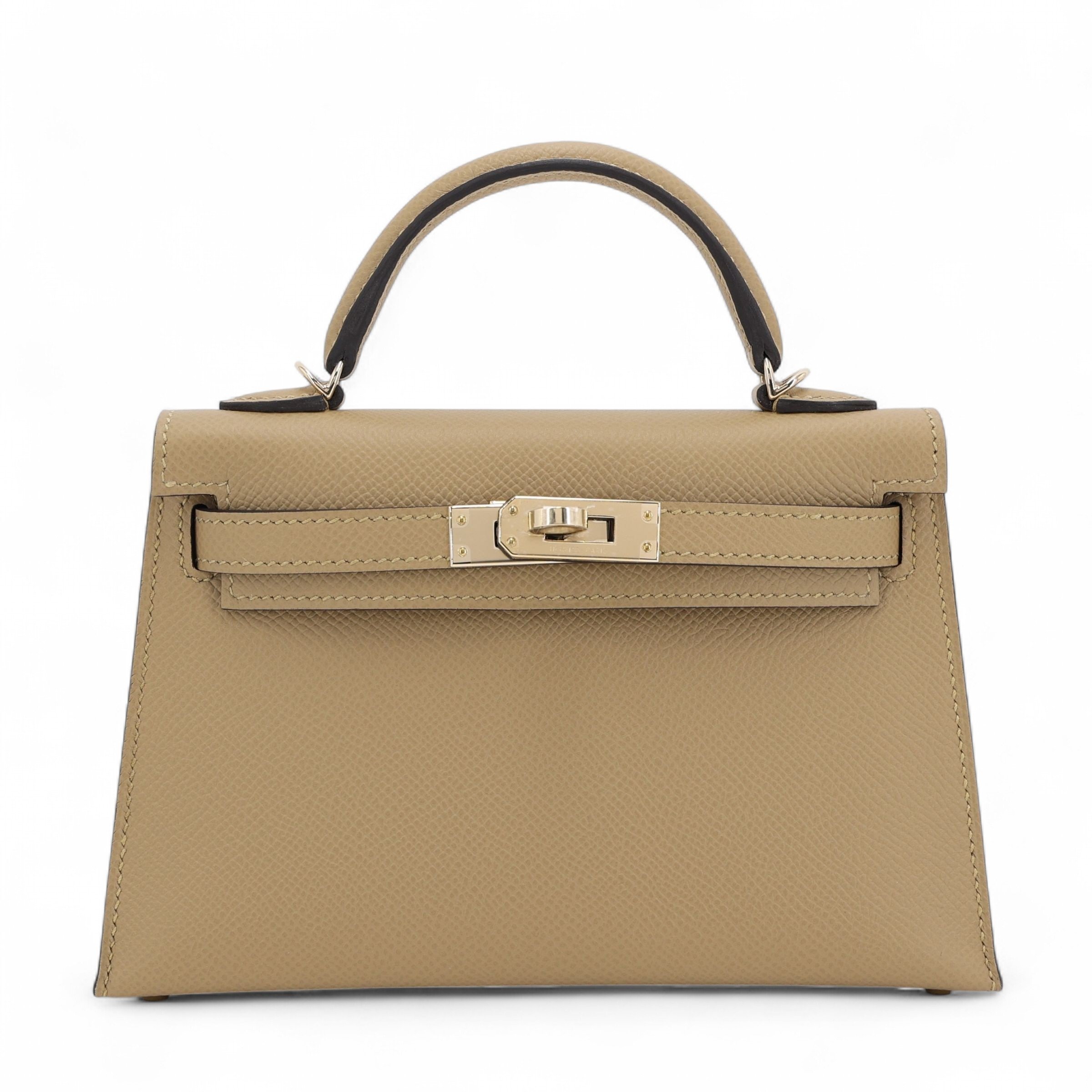 Hermes Brand New ( Rank N ) HERMÈS Mini Kelly II Poussiere (1C) Epsom Permabrass hardware K (2025)