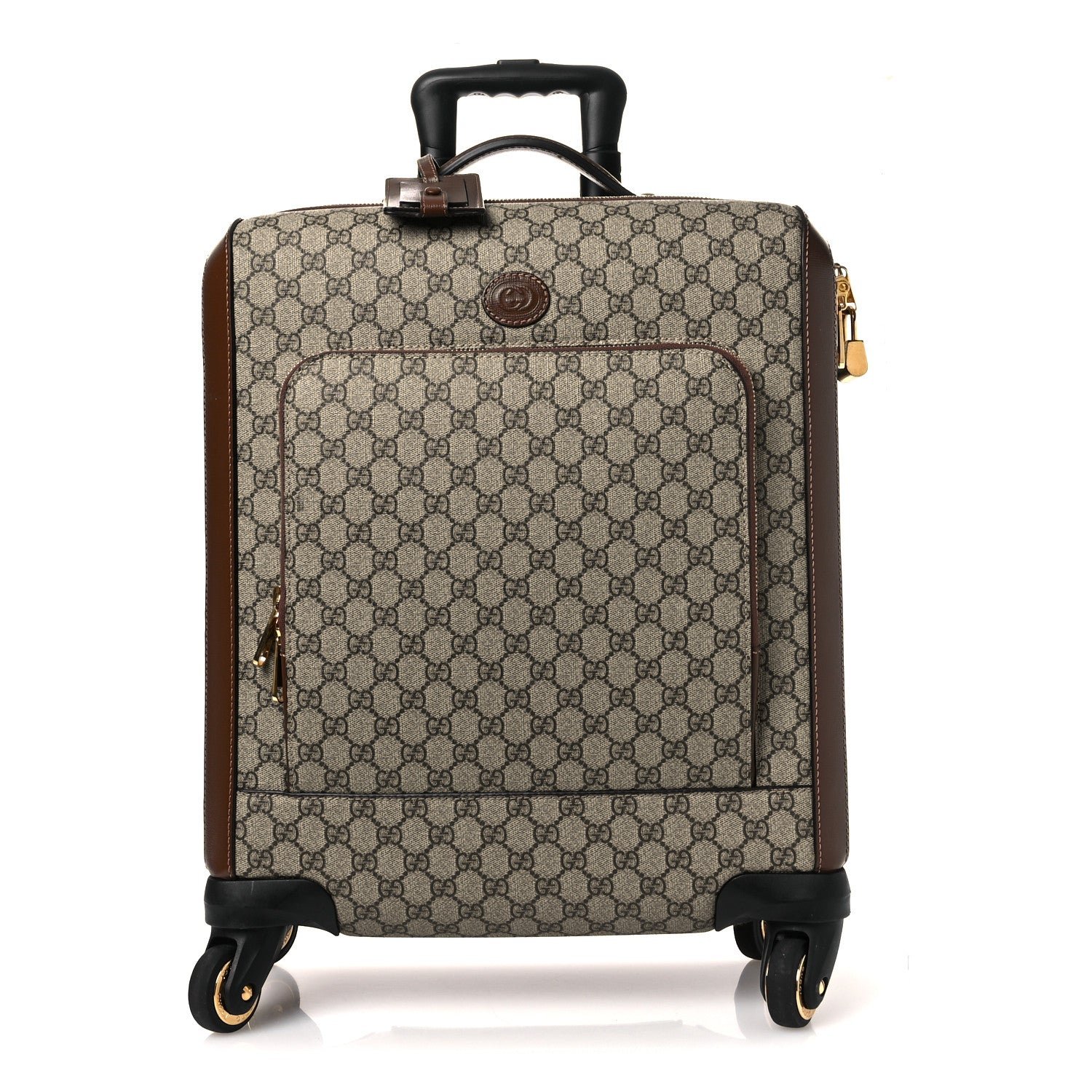 Gucci GG Supreme Monogram Azalea Calfskin Retro Interlocking G Small Savoy Cabin Trolley Beige Ebony Brown Sugar