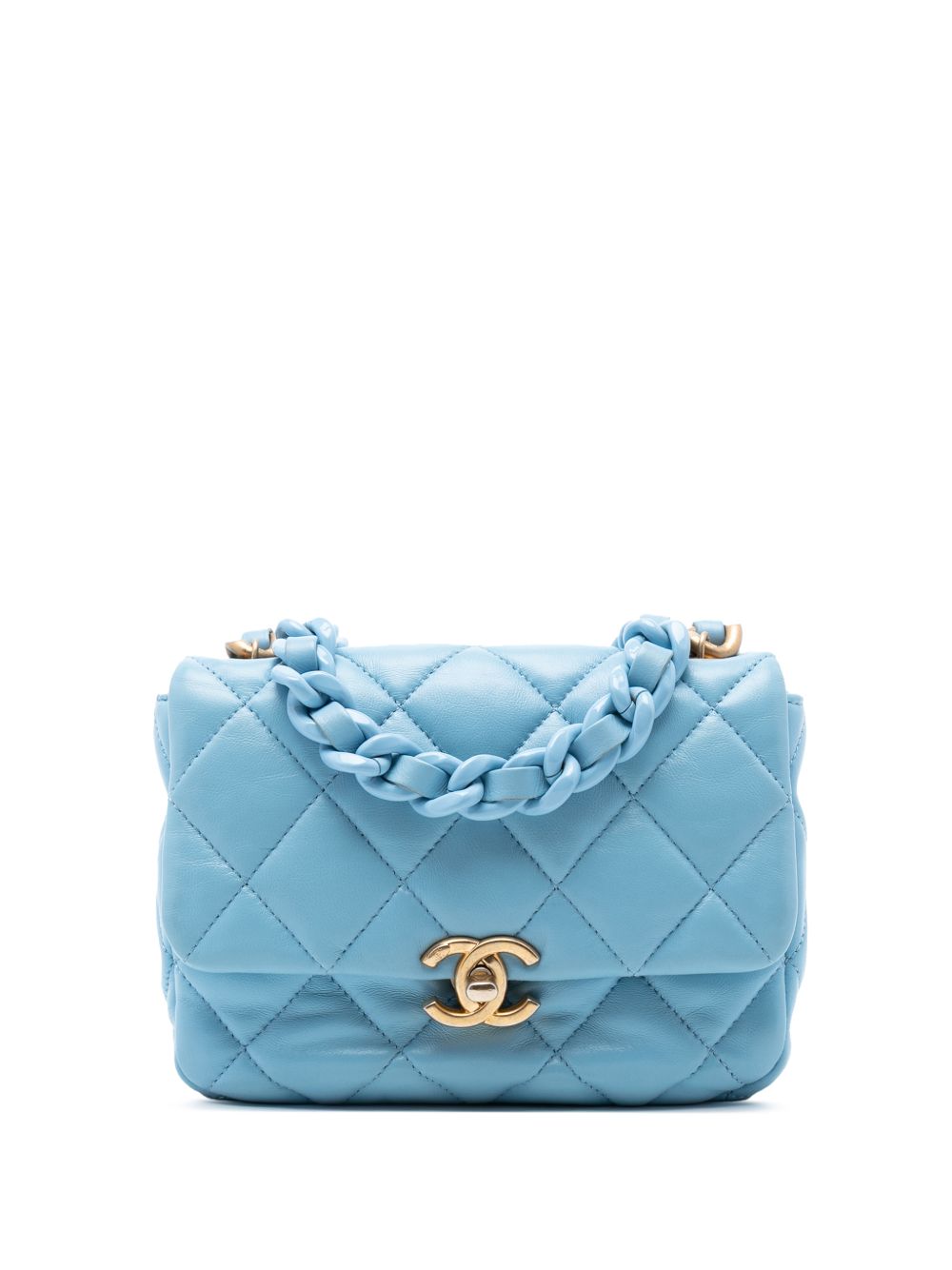 2021-2025 Mini Quilted Lambskin Lacquered Chain Flap crossbody bag
