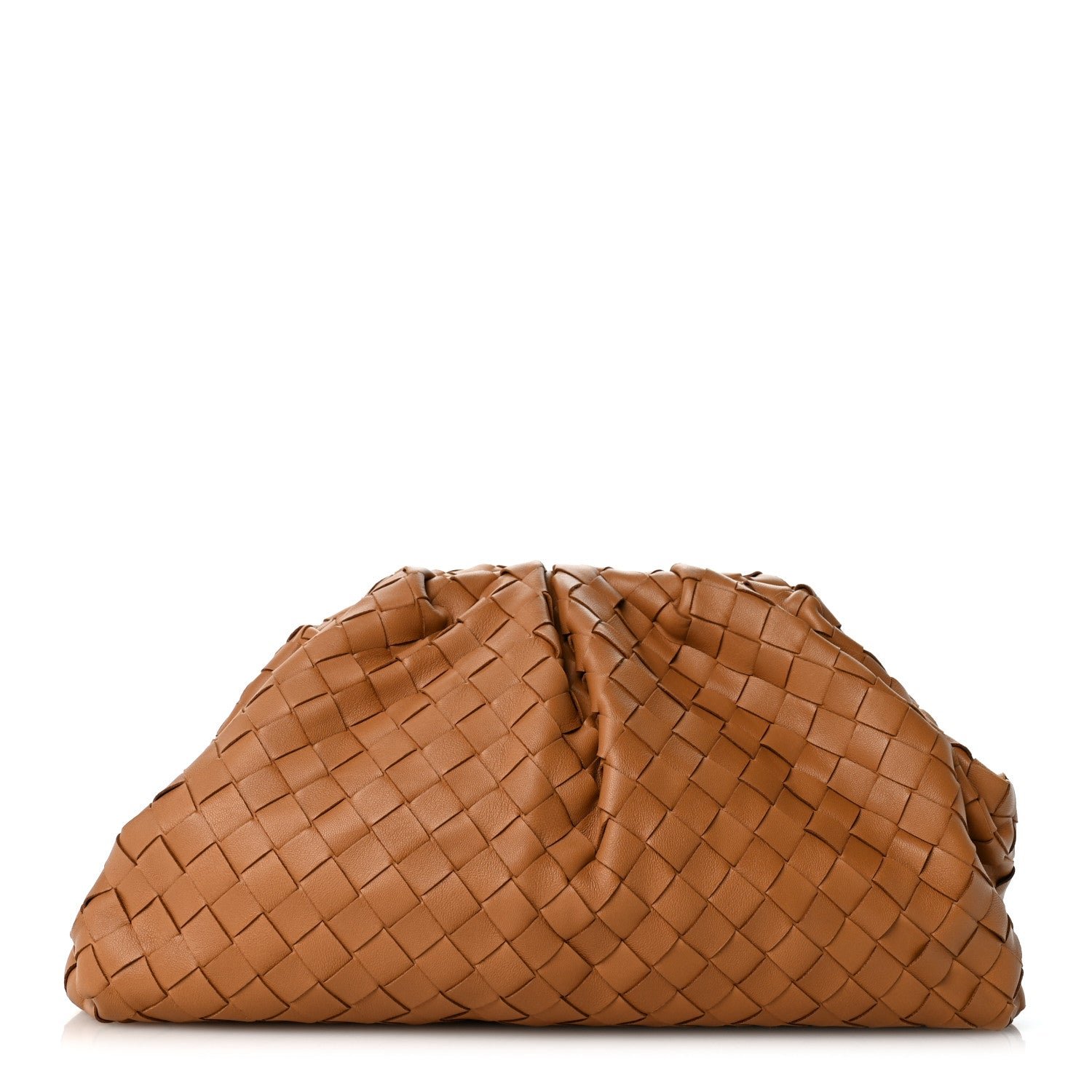 Bottega Veneta Nappa Maxi Intrecciato The Pouch Oversized Clutch Caramel