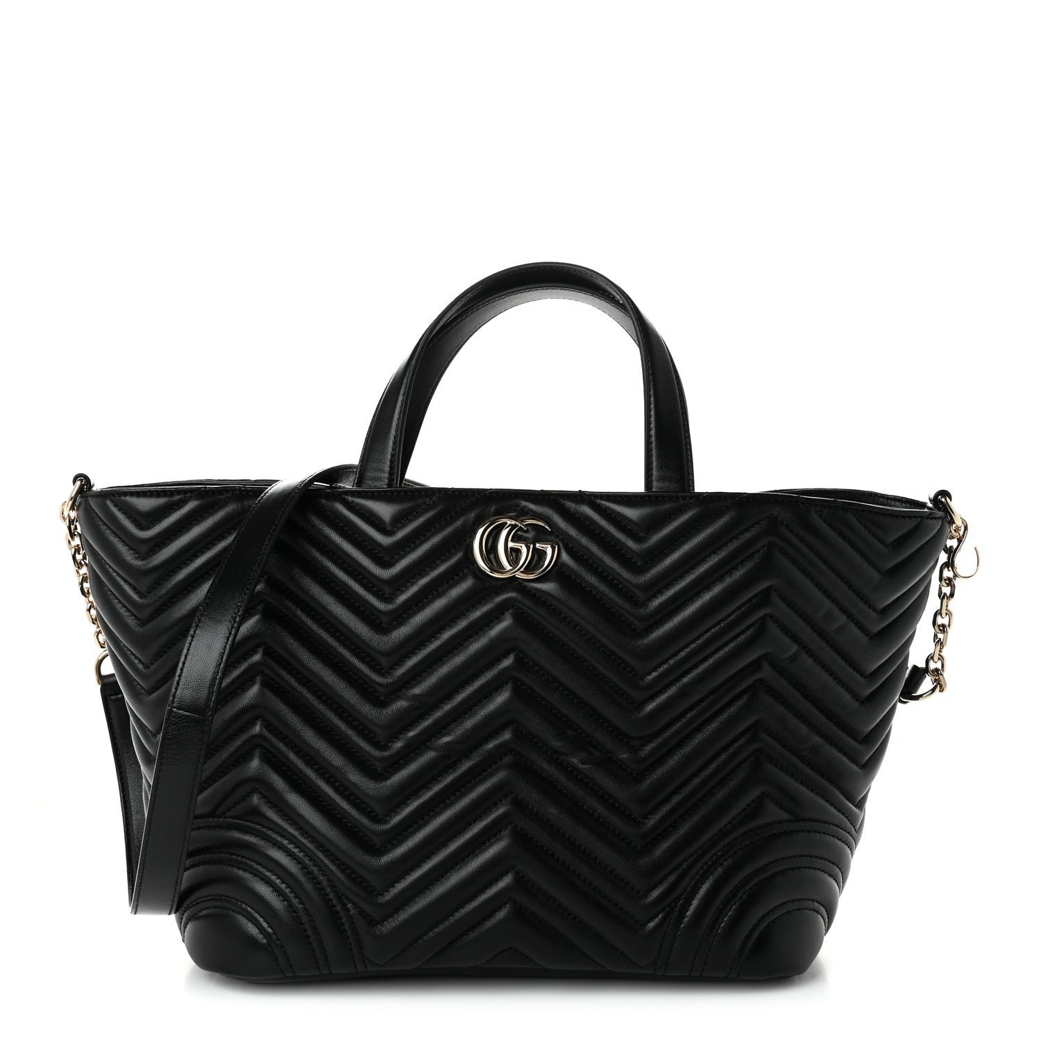 Gucci Lambskin Matelasse Medium GG Marmont Betty Tote Bag Black
