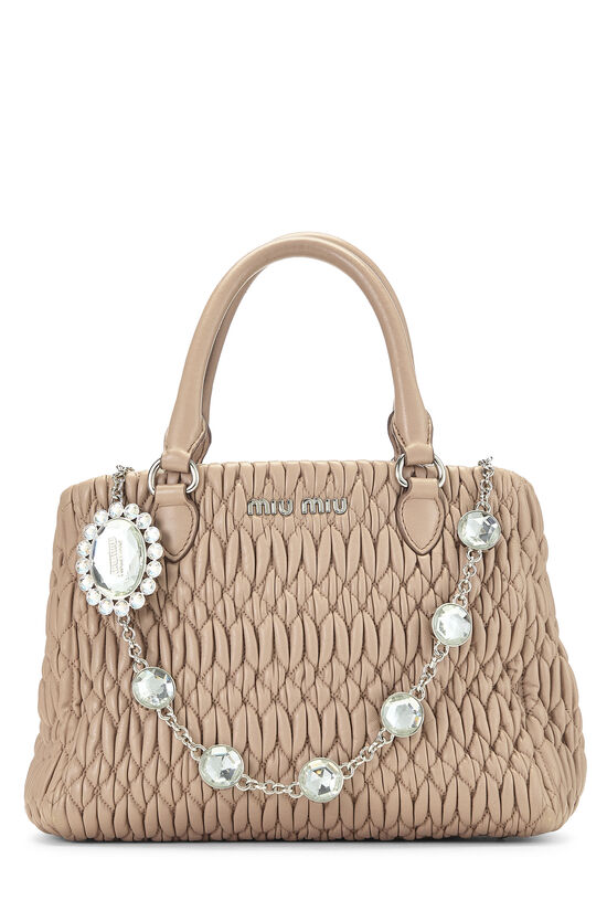 Miu Miu Pink Nappa Crystal Convertible Handbag Small