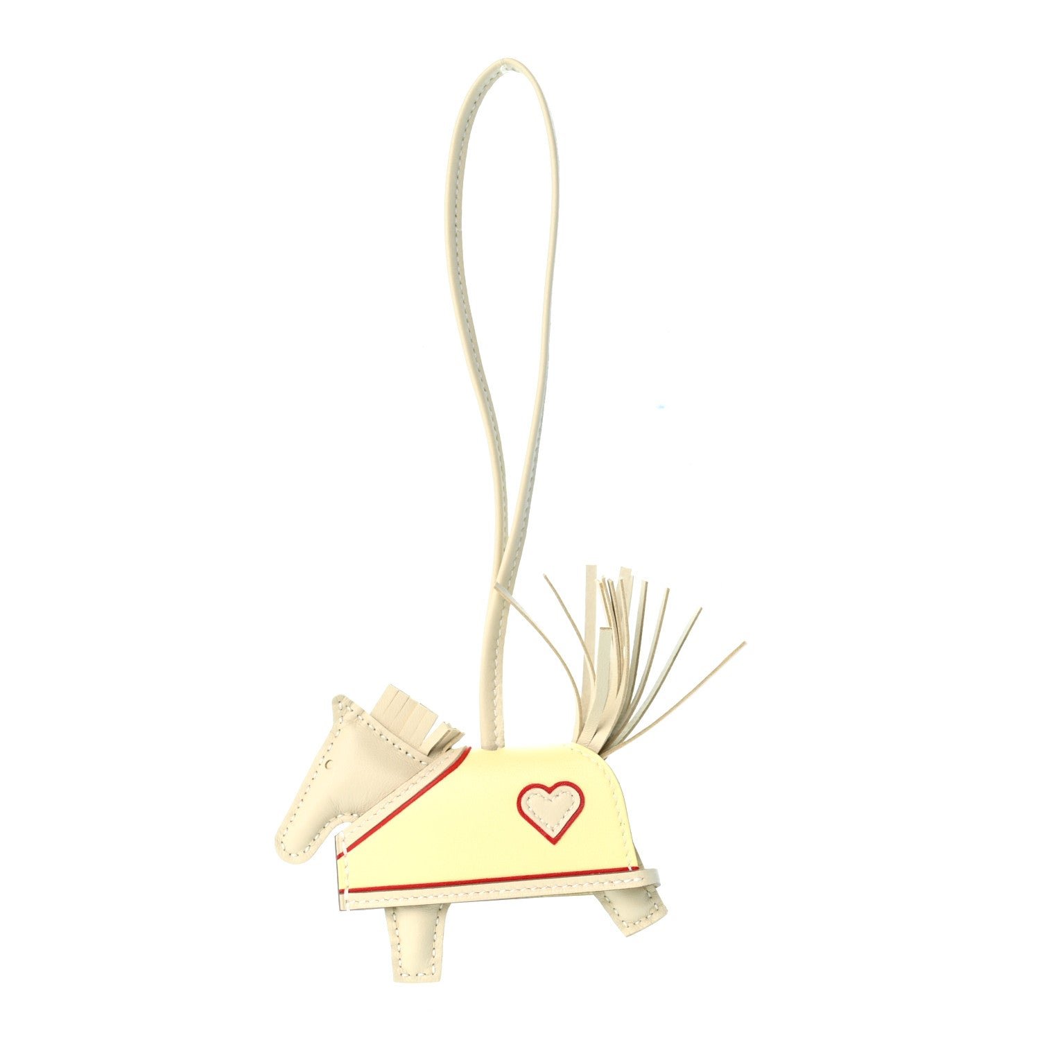 Hermes Milo Lambskin Grigri Rodeo Robeo Coeur Bag Charm PM Craie Jaune Milton Rouge Radieux