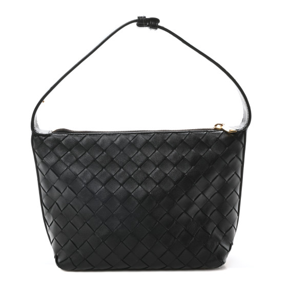 Bottega Veneta Calfskin Nappa Intrecciato Mini Wallace Black