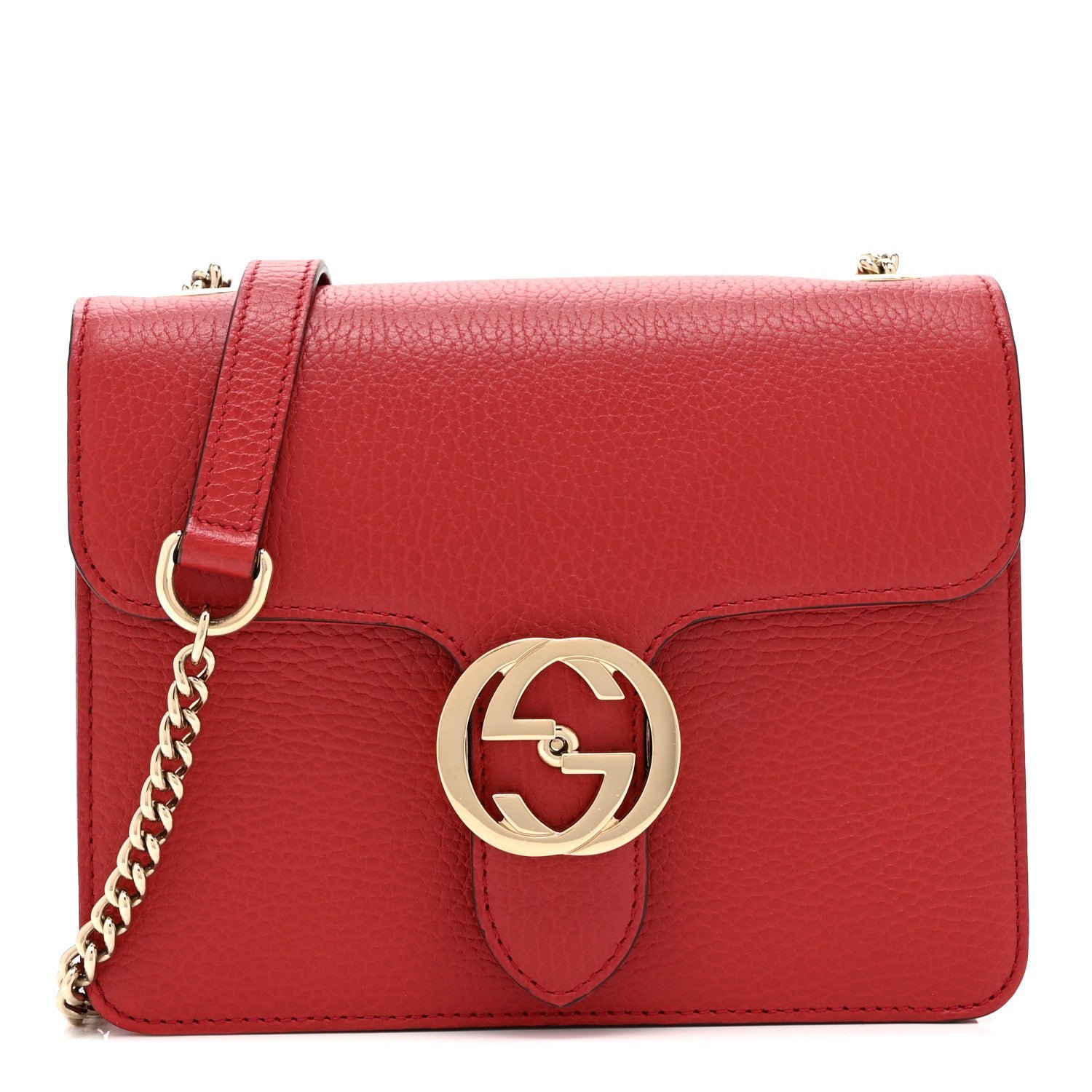 Gucci Dollar Calfskin Small Interlocking G Shoulder Bag Red