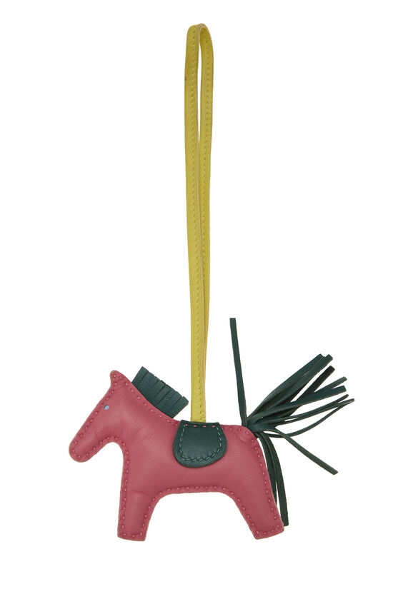 Hermes Rose Azalee Milo Leather Rodeo Bag Charm PM