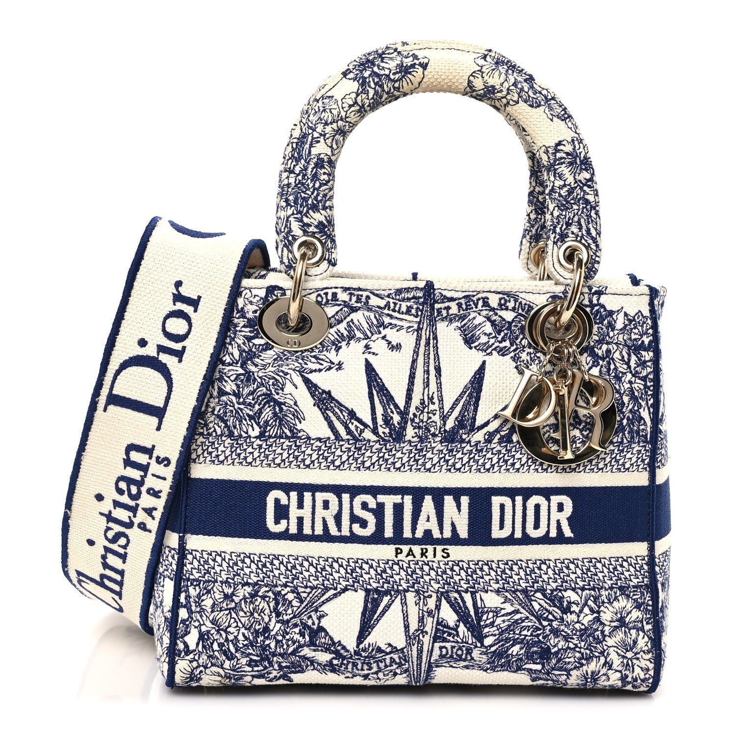 Dior Christian Dior Canvas Reverse Embroidered Rêve d'Infini Medium Lady D-Lite Blue Multicolor