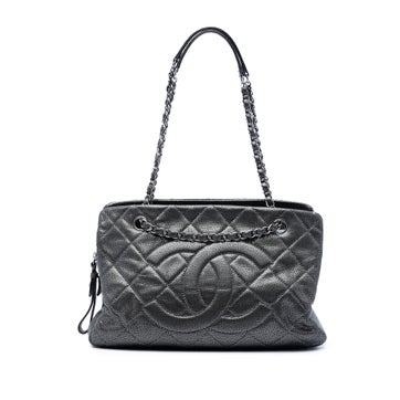 Calf Leather CC Quilted Caviar Chain Tote