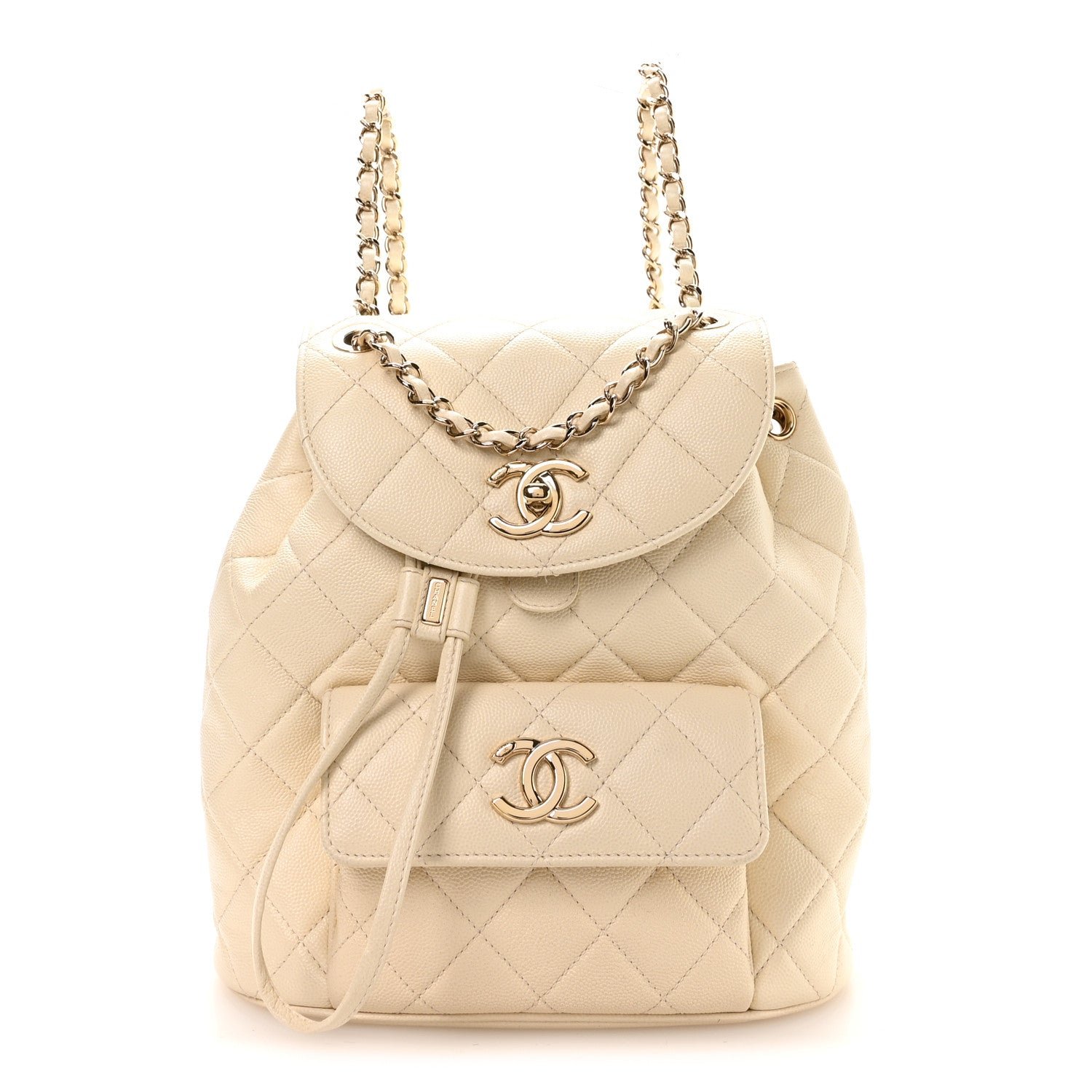 Chanel Caviar Quilted Backpack Bag White