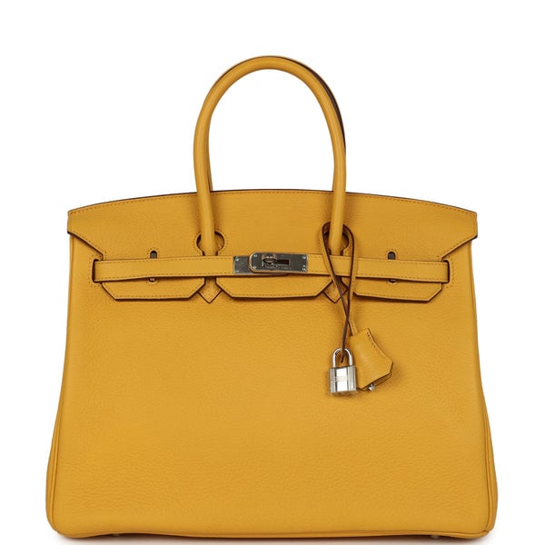 Pre-owned Hermes Birkin 35 Jaune Ambre Togo Palladium Hardware