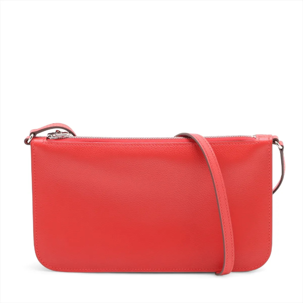 Hermès Zip Ango Togo Chaine D'Ancre Evercolor ROUGE LADUE Silver Metal Fittings