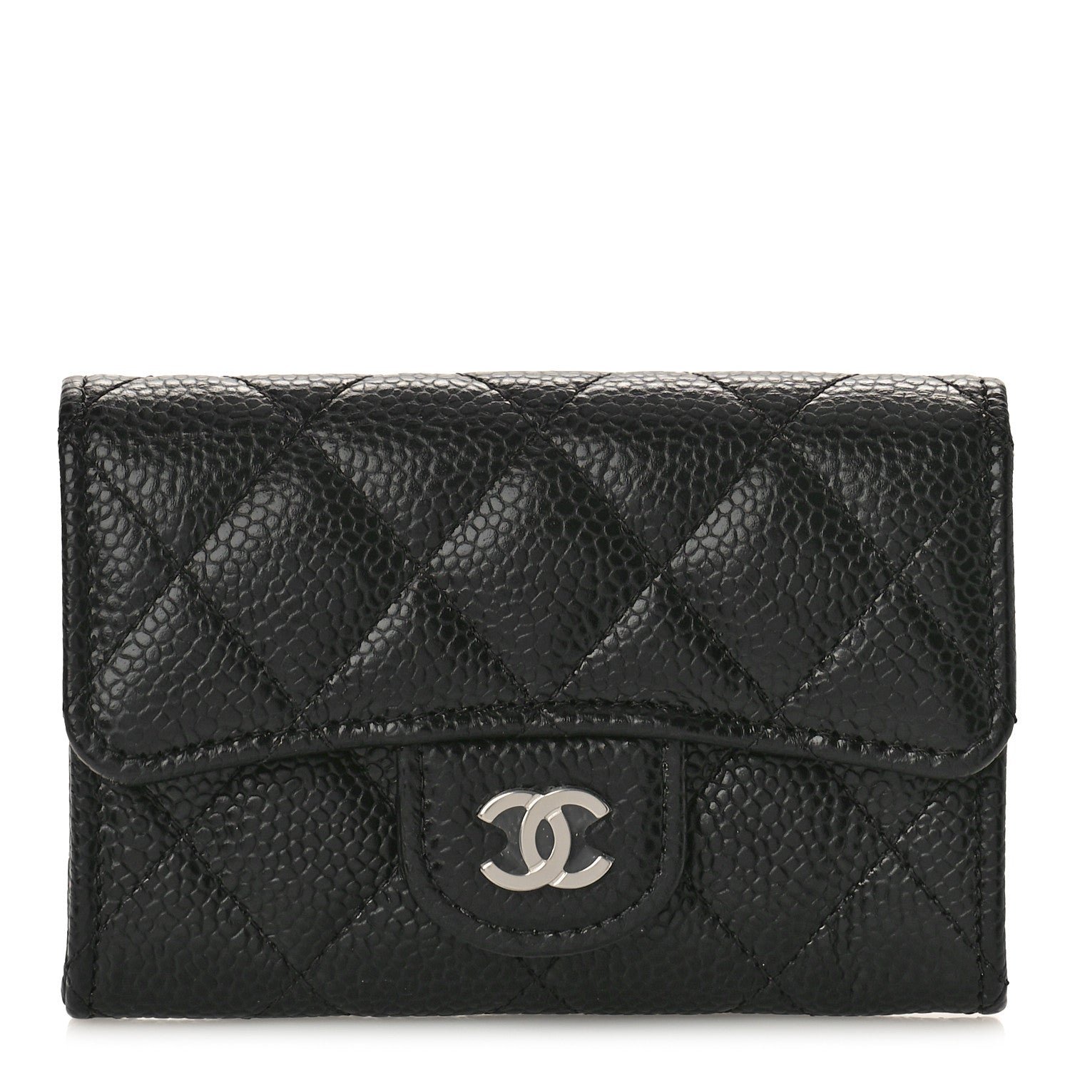 Chanel Caviar Quilted Flap Card Holder Wallet Black