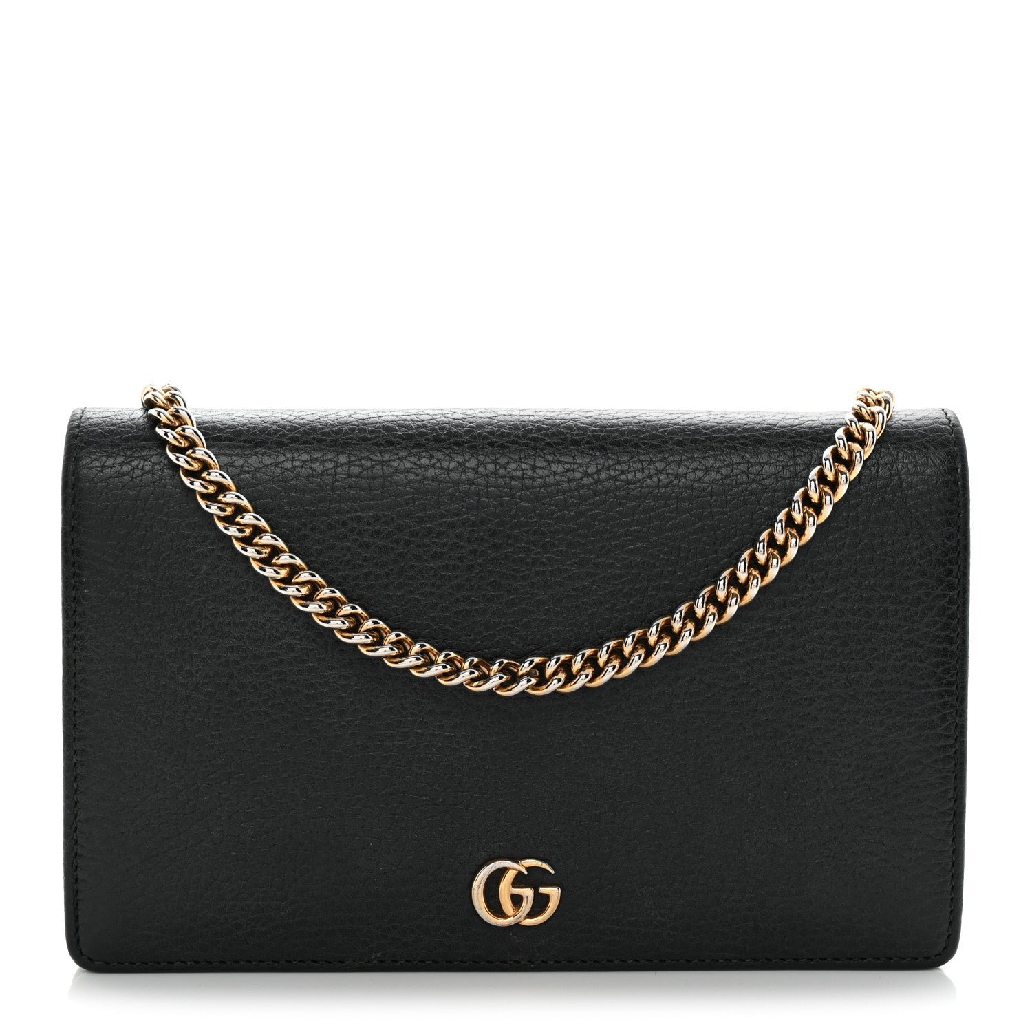 Gucci Calfskin Mini GG Marmont Chain Wallet Black
