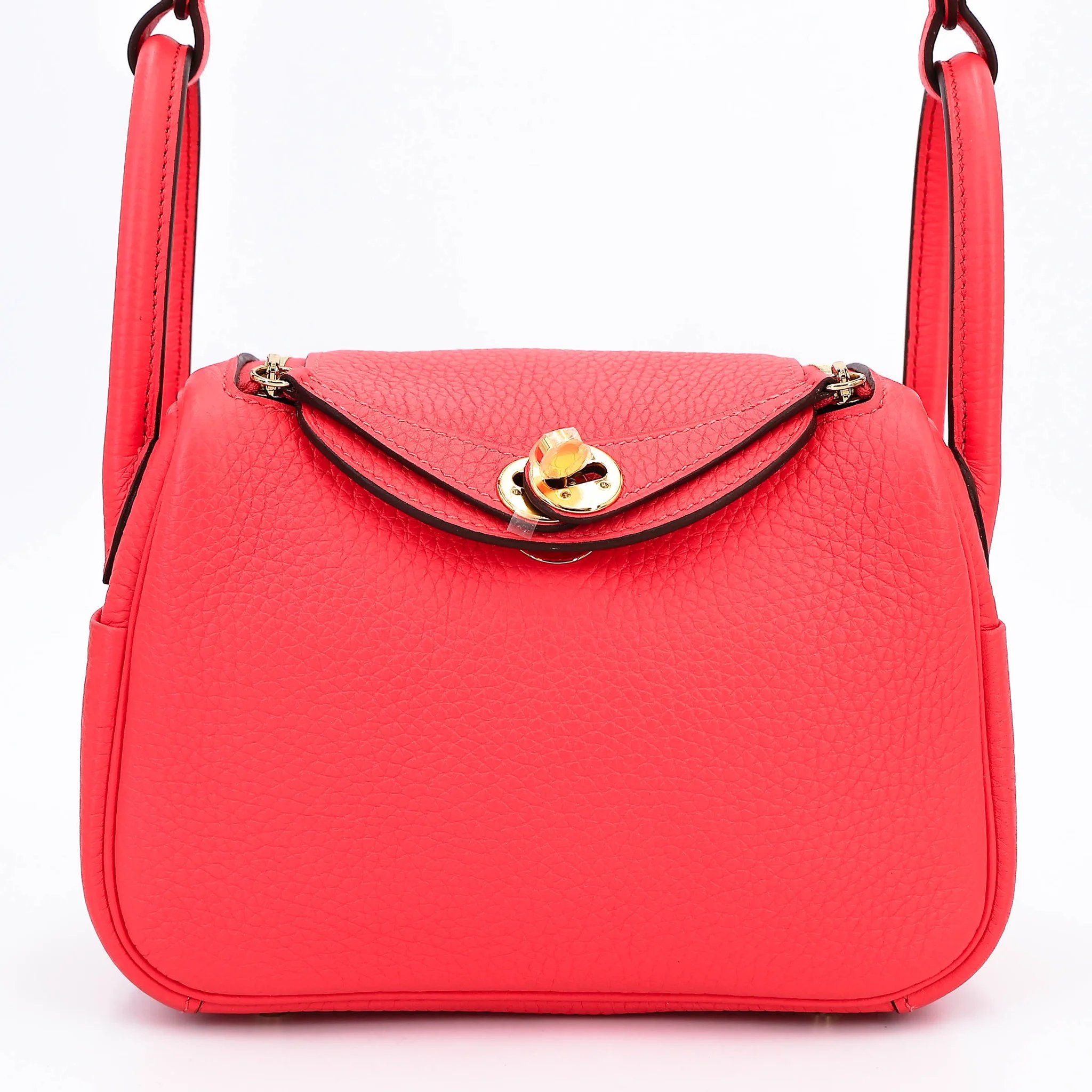 Excellent ( Rank SA ) HERMÈS Mini Lindy Rose Jaipur (T5) Clemence Gold hardware Z (2021)