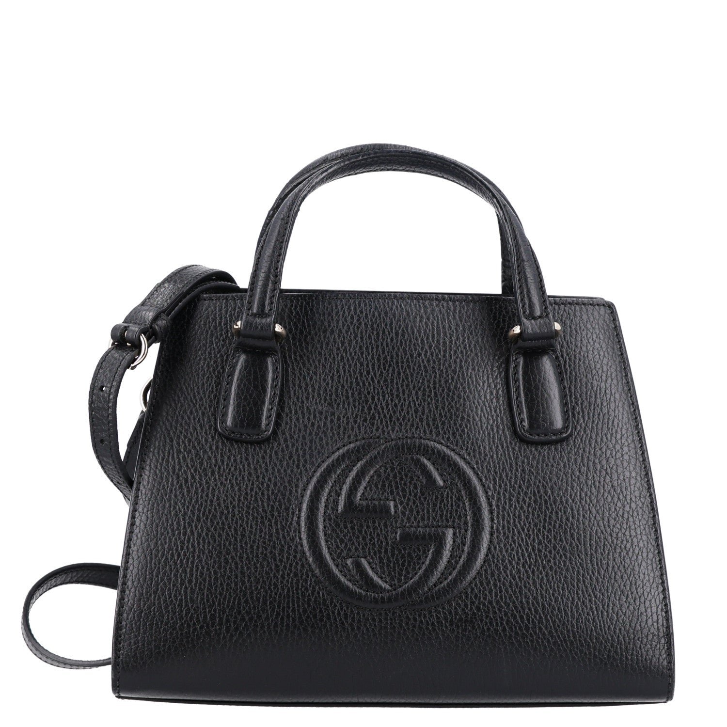 Gucci Pebbled Calfskin Medium Soho Top Handle Satchel Black
