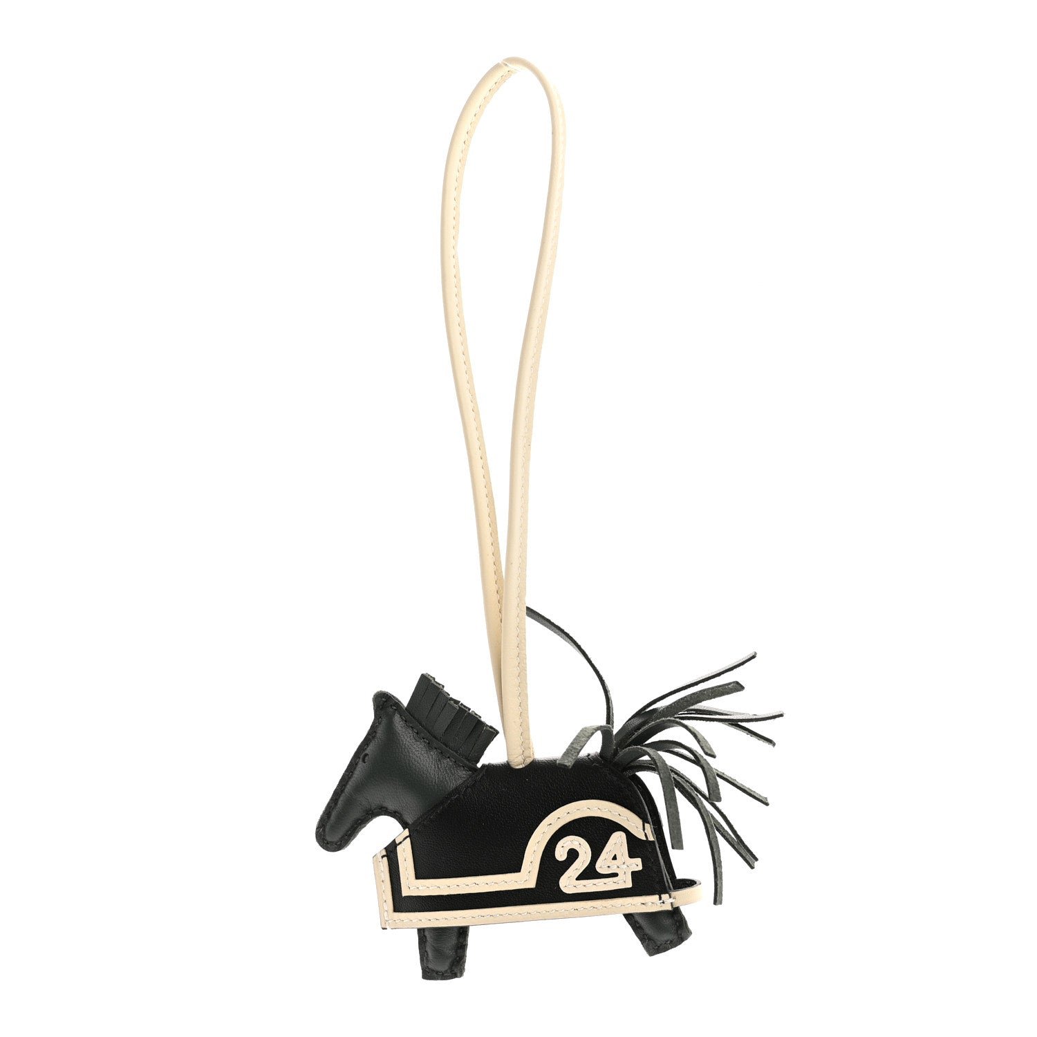 Hermes Hermes Milo Lambskin Grigri Rodeo Robeo 24 Bag Charm PM Vert Mangrove Black Craie
