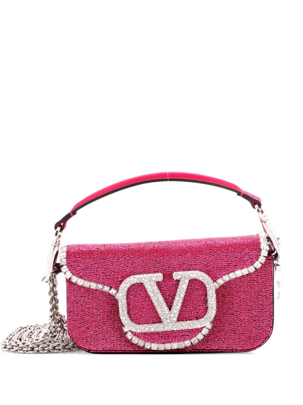 VLogo Loco Flap Embellished Leather Small shoulder bag