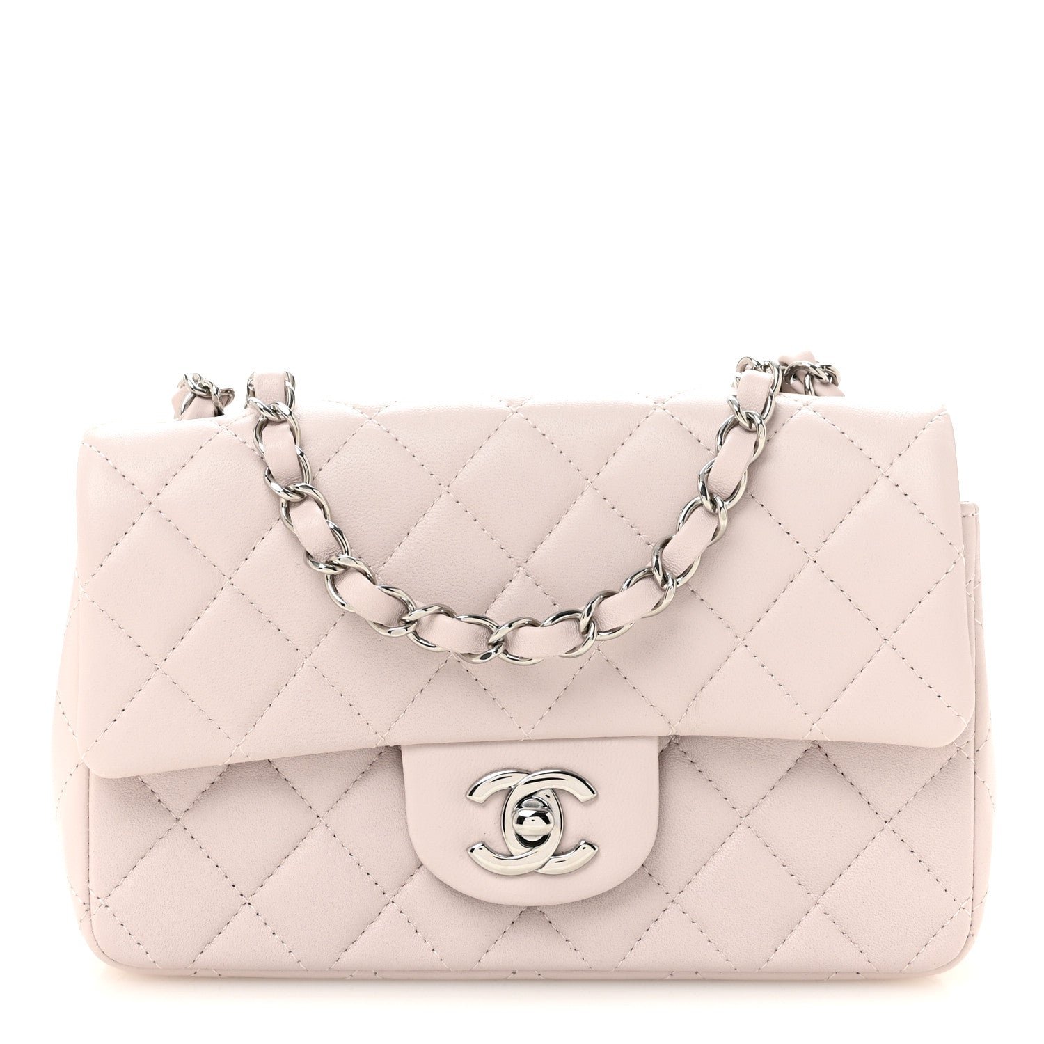 Chanel Lambskin Quilted Mini Rectangular Flap Light Purple