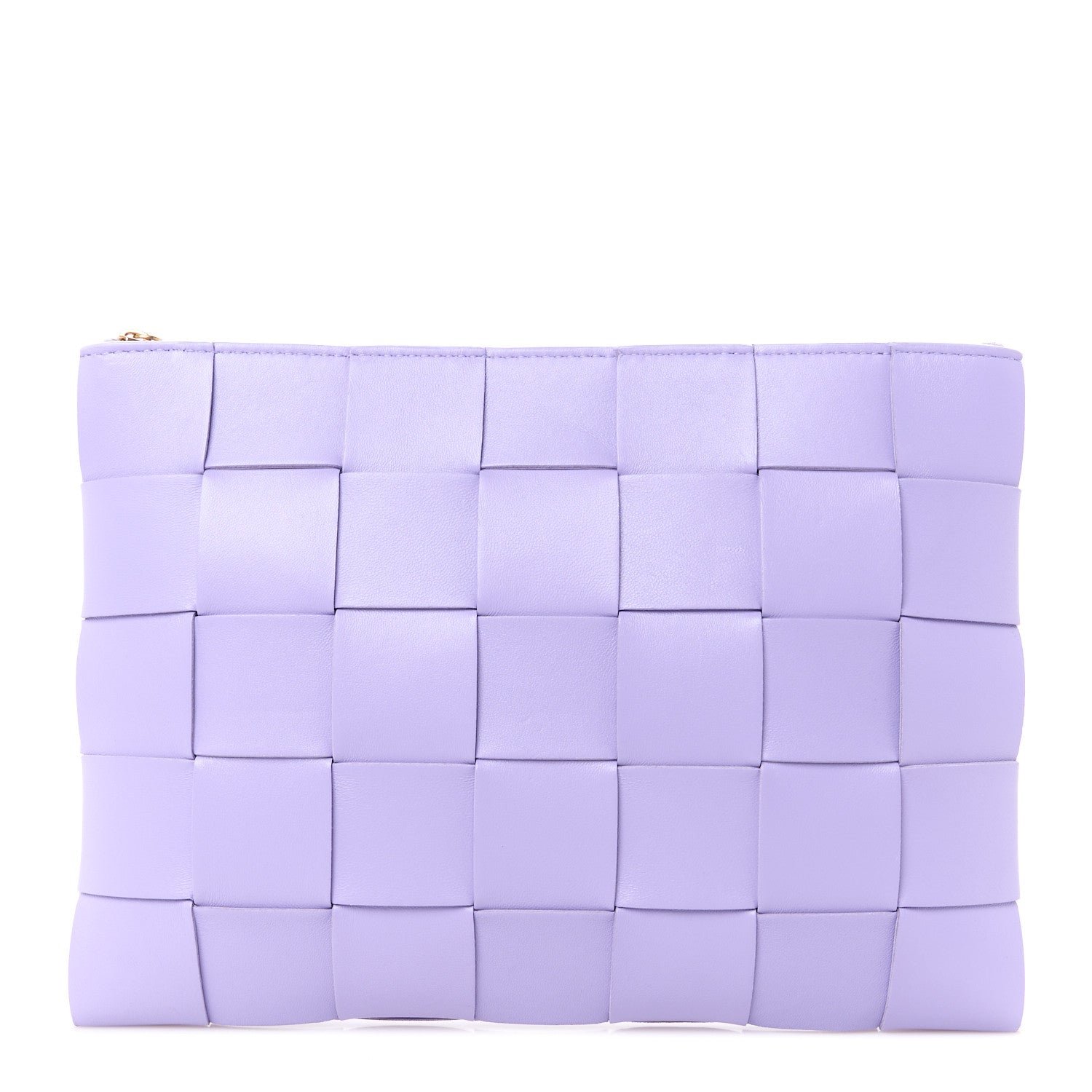 Bottega Veneta Nappa Maxi Intrecciato Small Cassette Flat Zip Pouch Wisteria