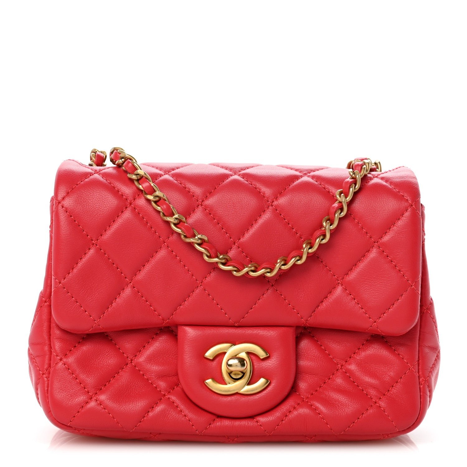 Chanel Lambskin Quilted Mini Pearl Crush Flap Pink
