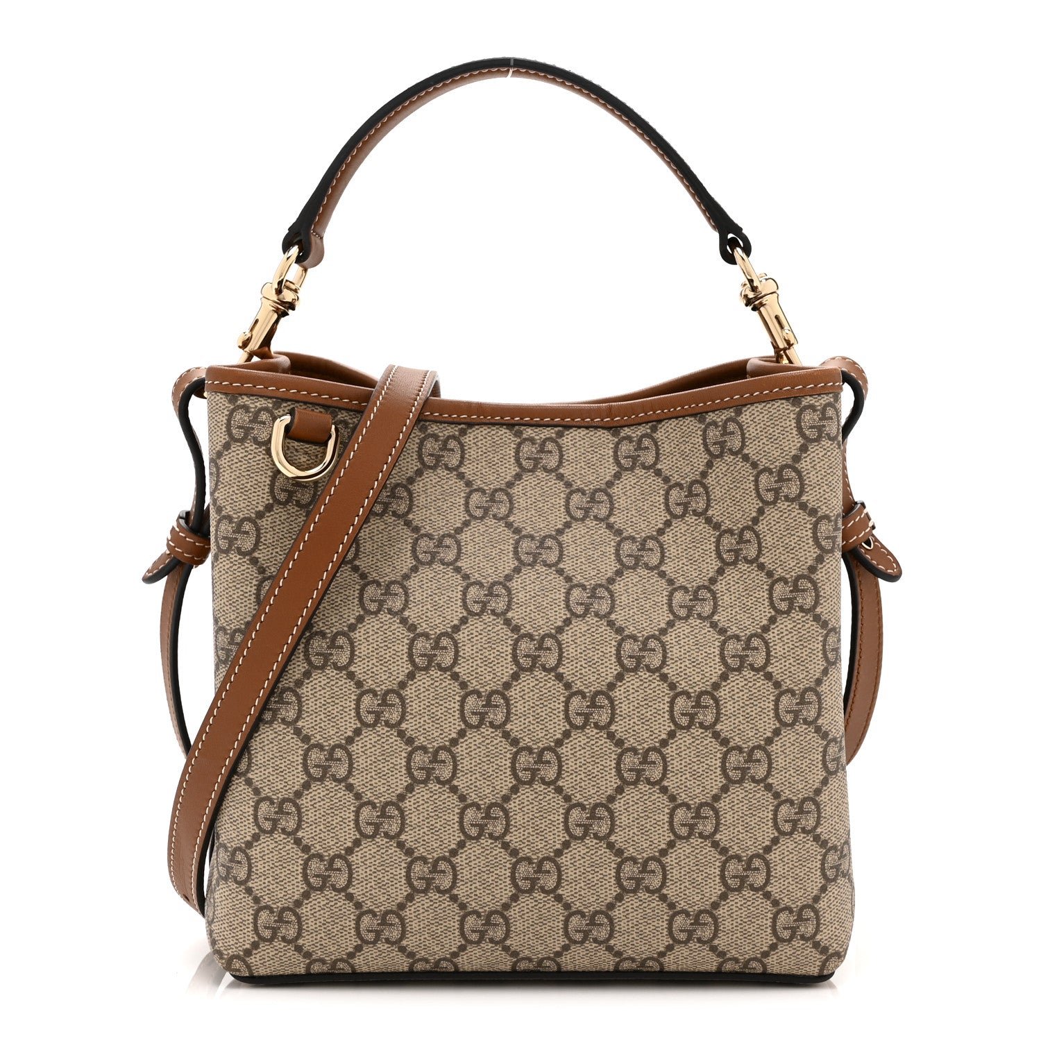 Gucci GG Supreme Monogram Emblem Small Shoulder Bag Beige Ebony Sundial