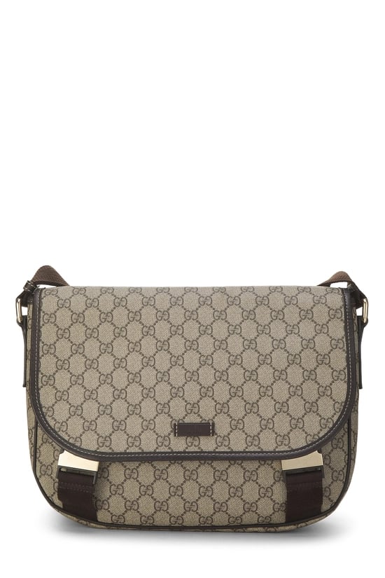Brown GG Supreme Canvas Buckle Flap Messenger Large