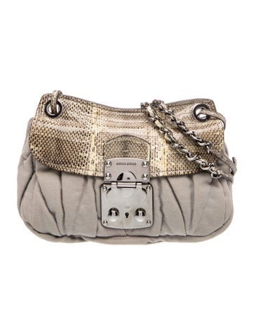 Miu Miu Canvas Beige Python Leather