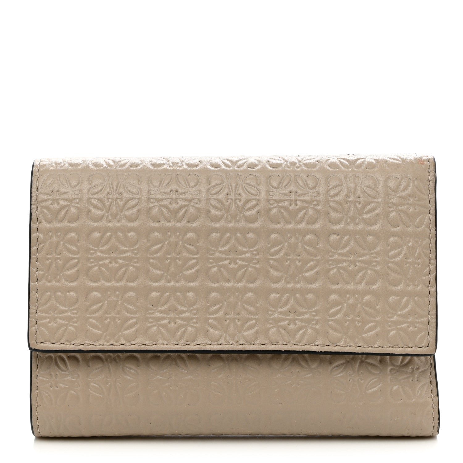 Loewe Calfskin Embossed Small Wallet Light Oat