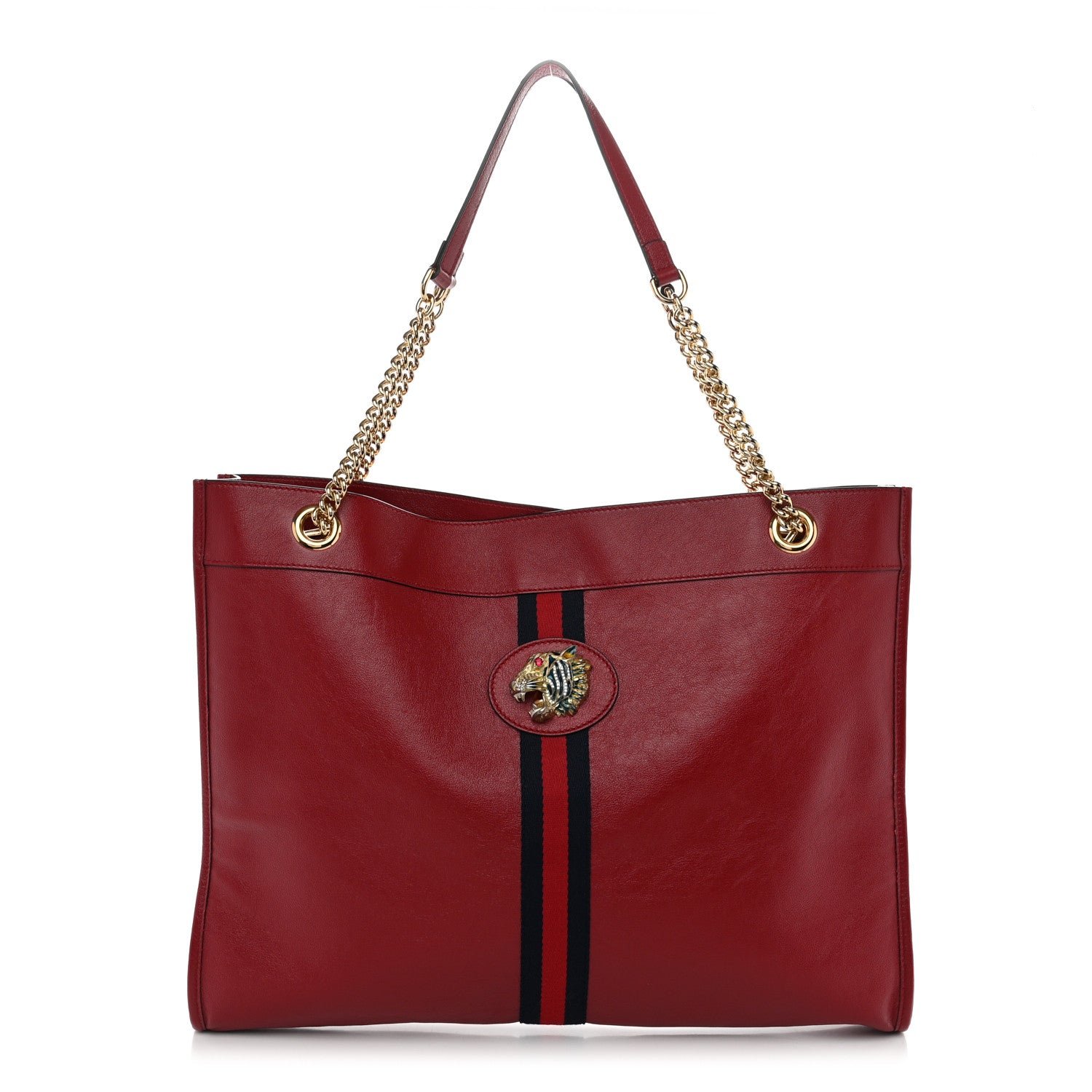 Gucci Calfskin Large Rajah Chain Tote Romantic Cherry