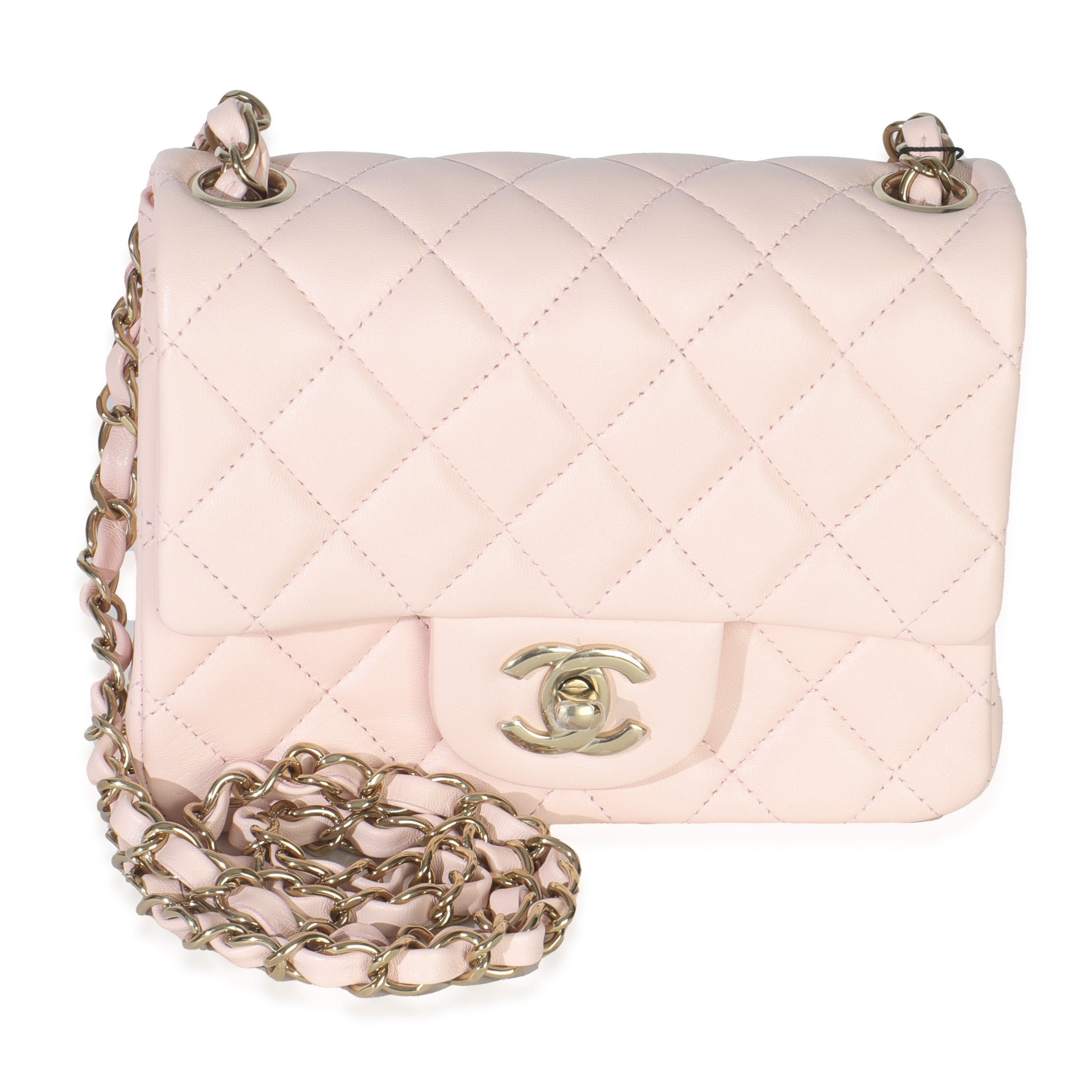 Chanel Pink Quilted Lambskin Mini Square Flap Bag