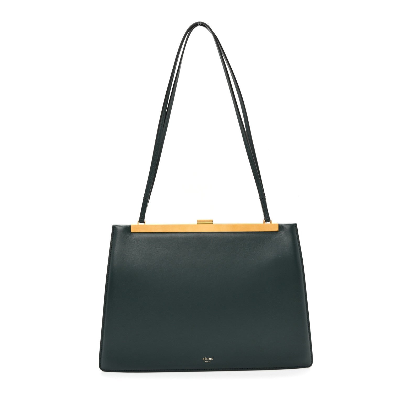 Celine Smooth Calfskin Medium Clasp Shoulder Bag Forest