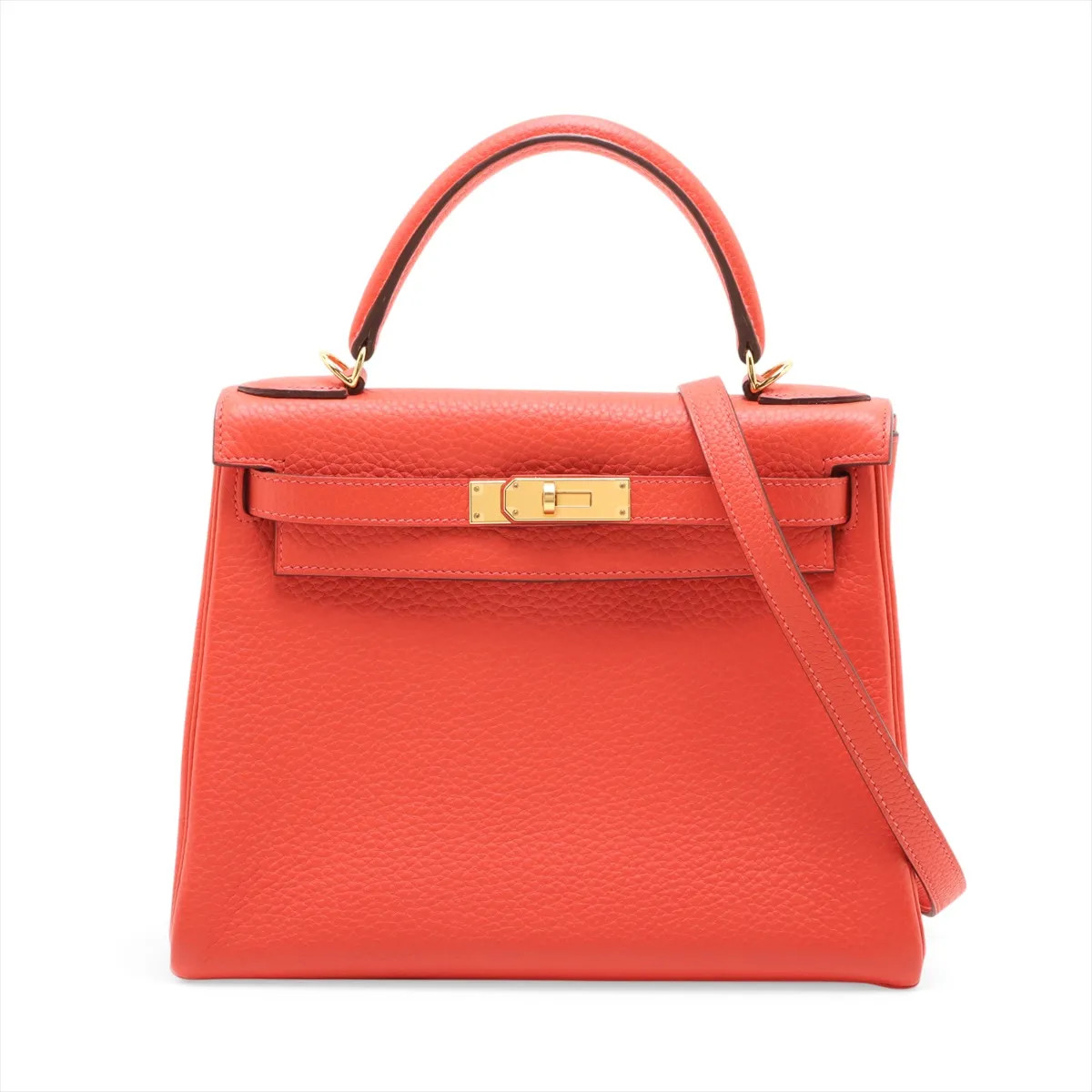 Hermès Kelly 28 Le Tournay Taurillon Clemence Rouge pivoine Gold Metal Fittings