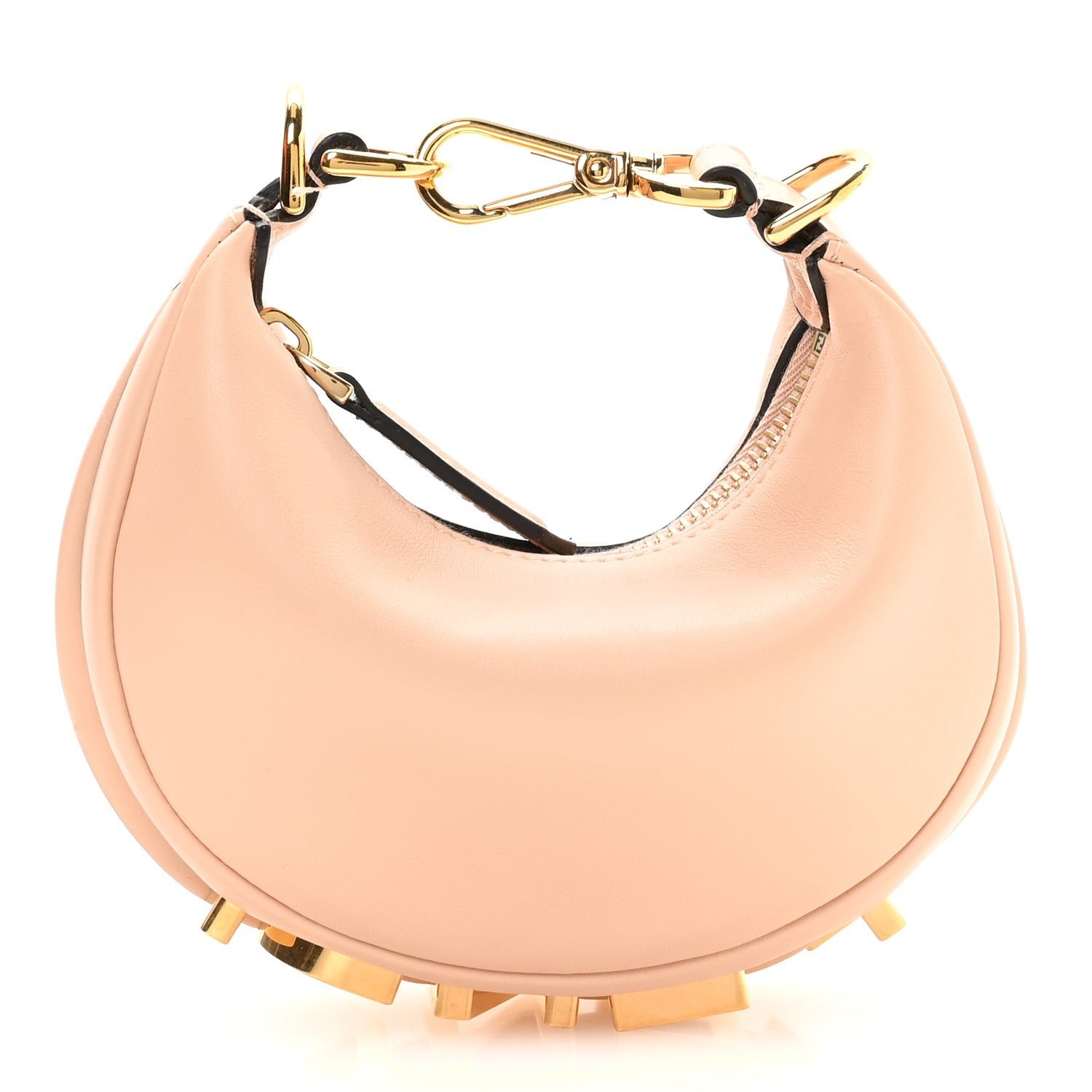 Fendi Vitello Grace Matte Nano Fendigraphy Hobo Charm Light Rose