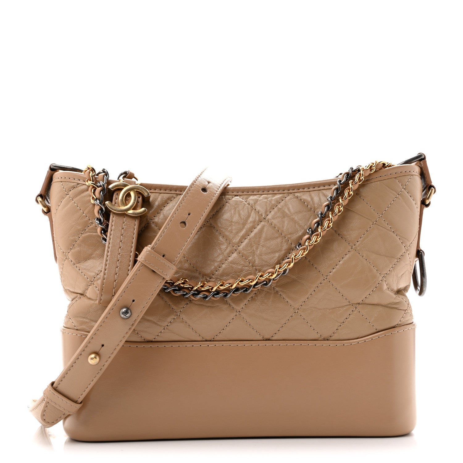 Chanel Aged Calfskin Quilted New Medium Gabrielle Hobo Beige