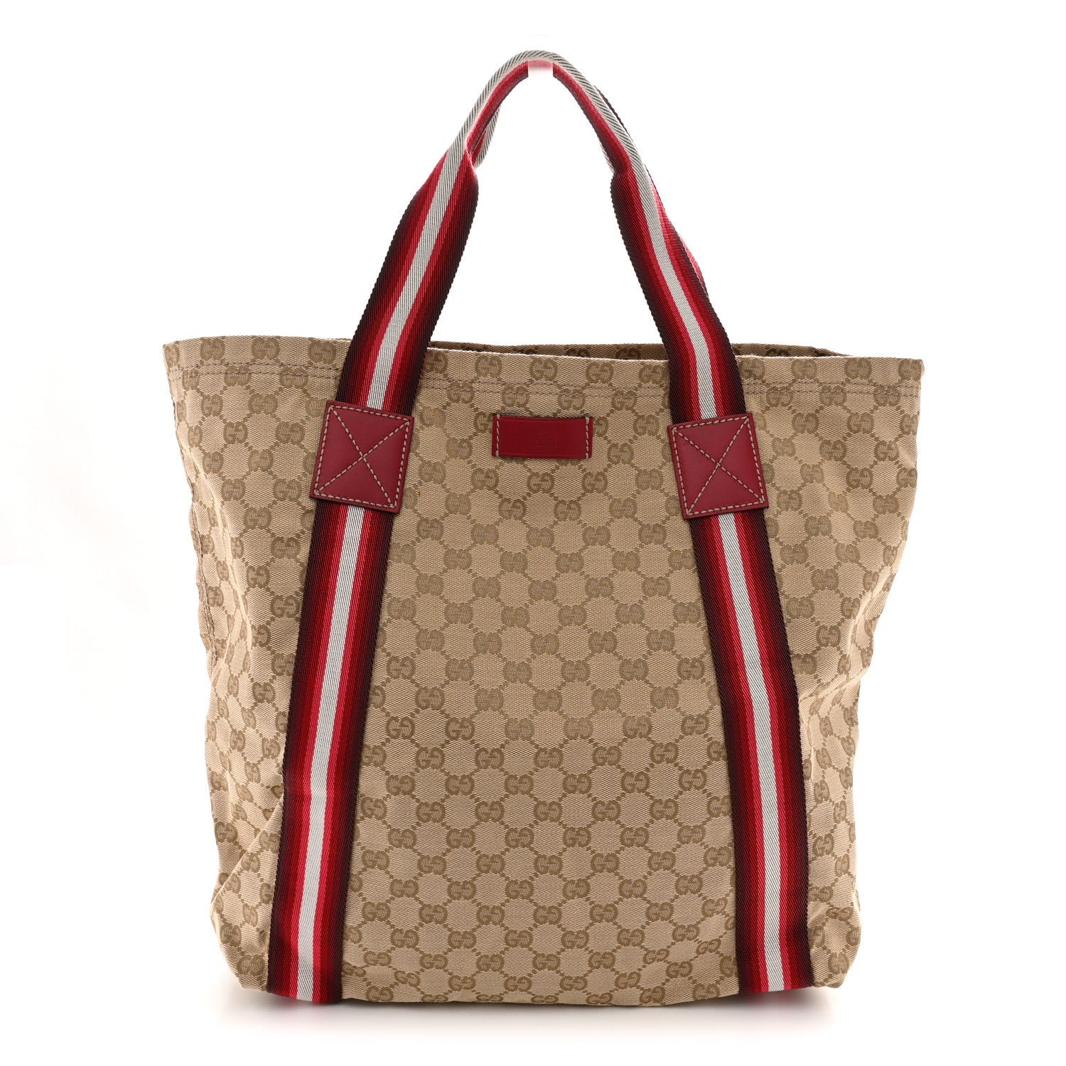 Gucci GG Monogram Medium Web Handle Vertical Tote Red