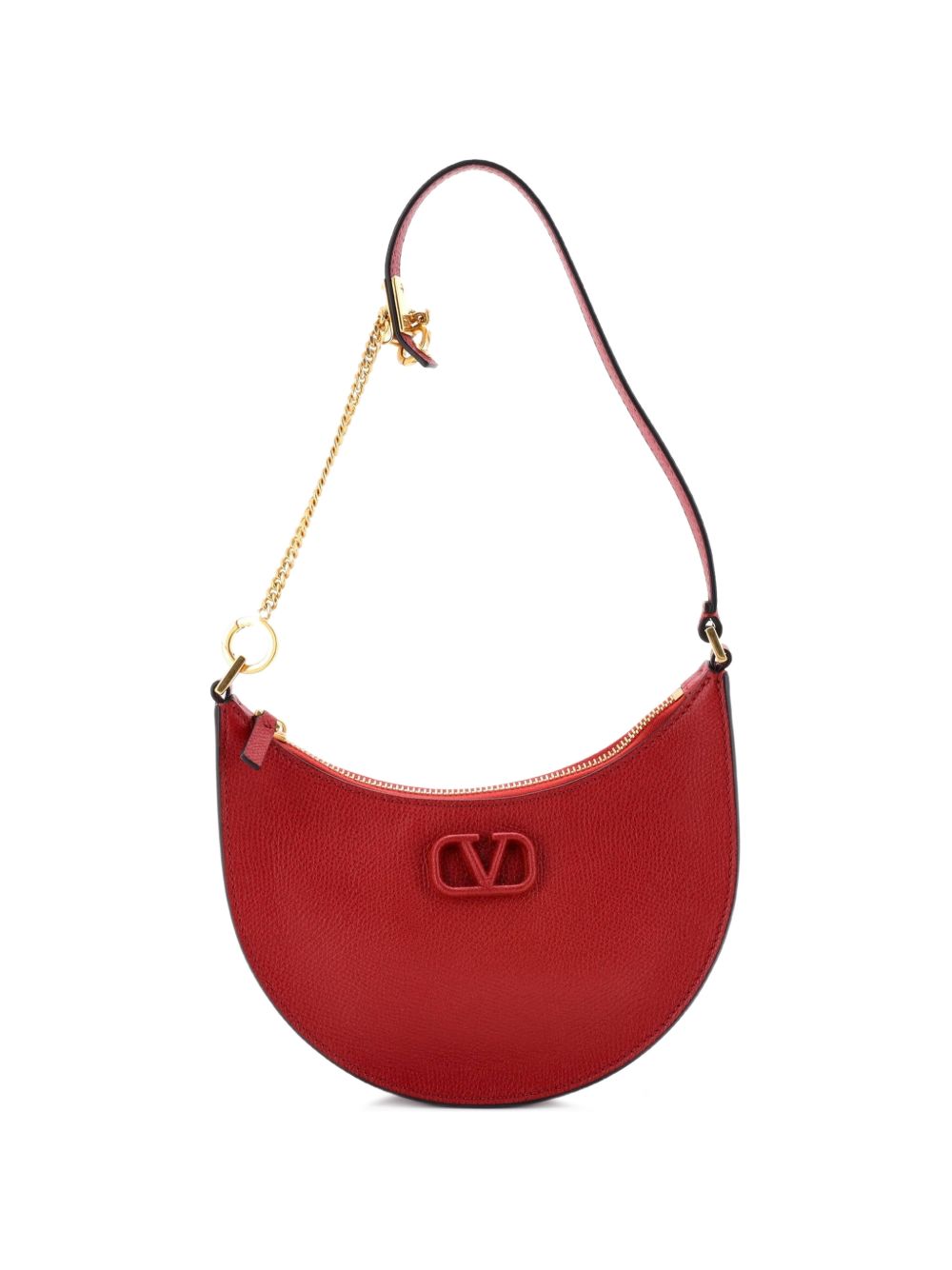 VLogo Leather Mini hobo bag