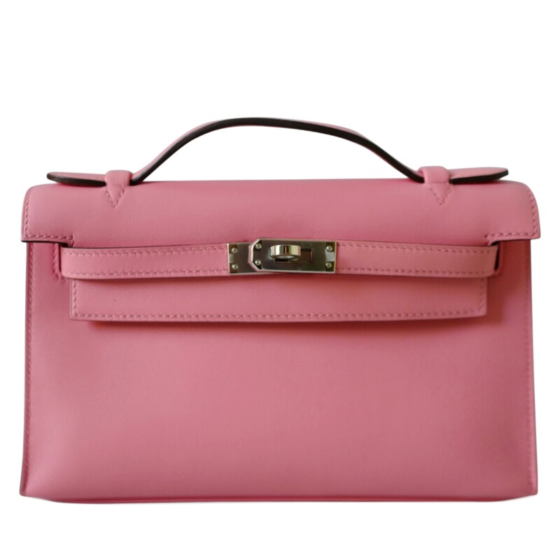 Hermes Rose d’Éte Swift Kelly Pochette Palladium Hardware, 2021