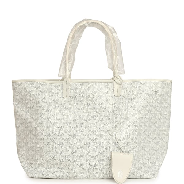 Goyard Goyardine White Saint Louis PM Tote Bag Palladium Hardware