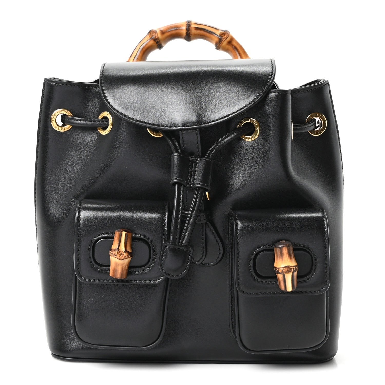 Gucci Calfskin Bamboo Backpack Black