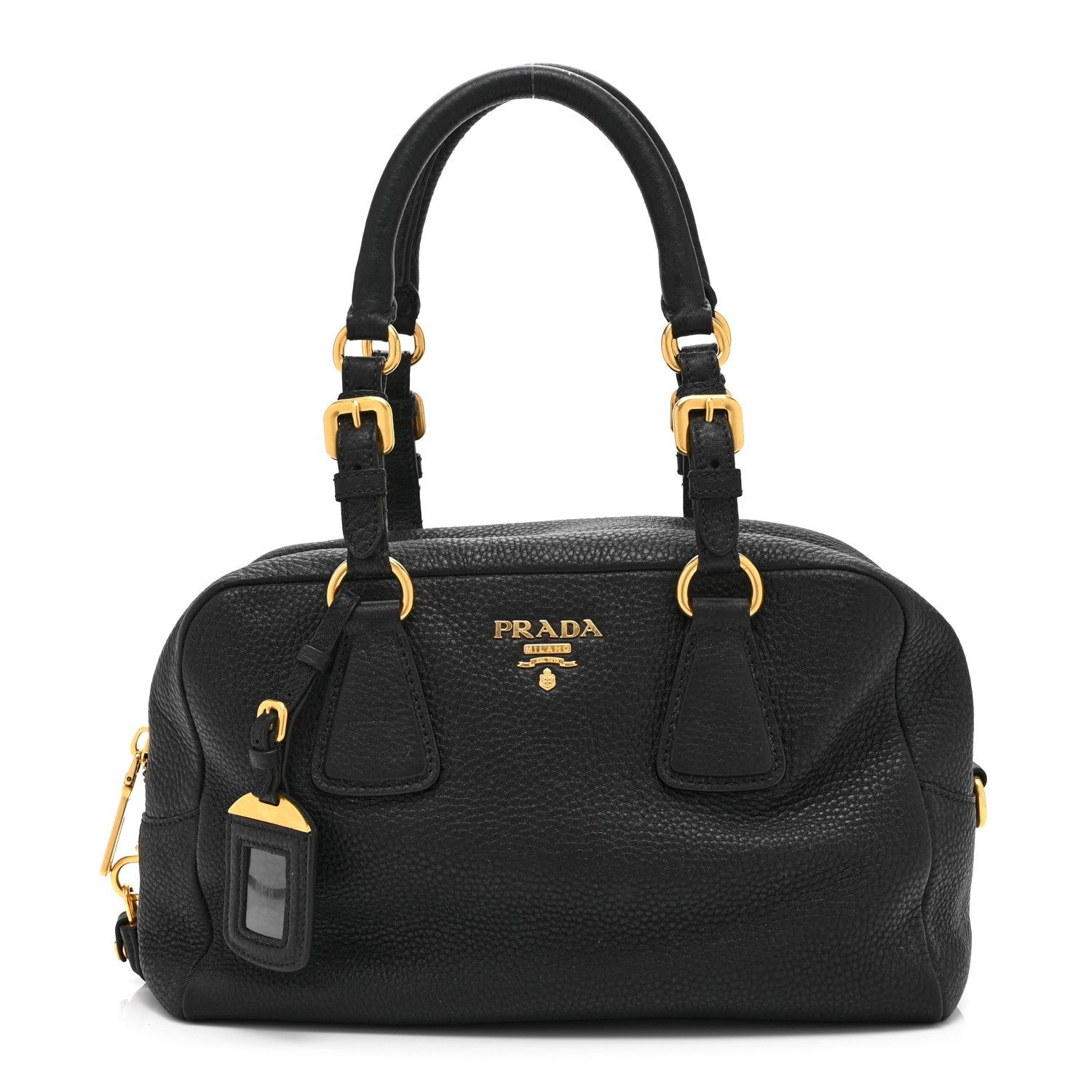 Prada Vitello Daino Bowler Black