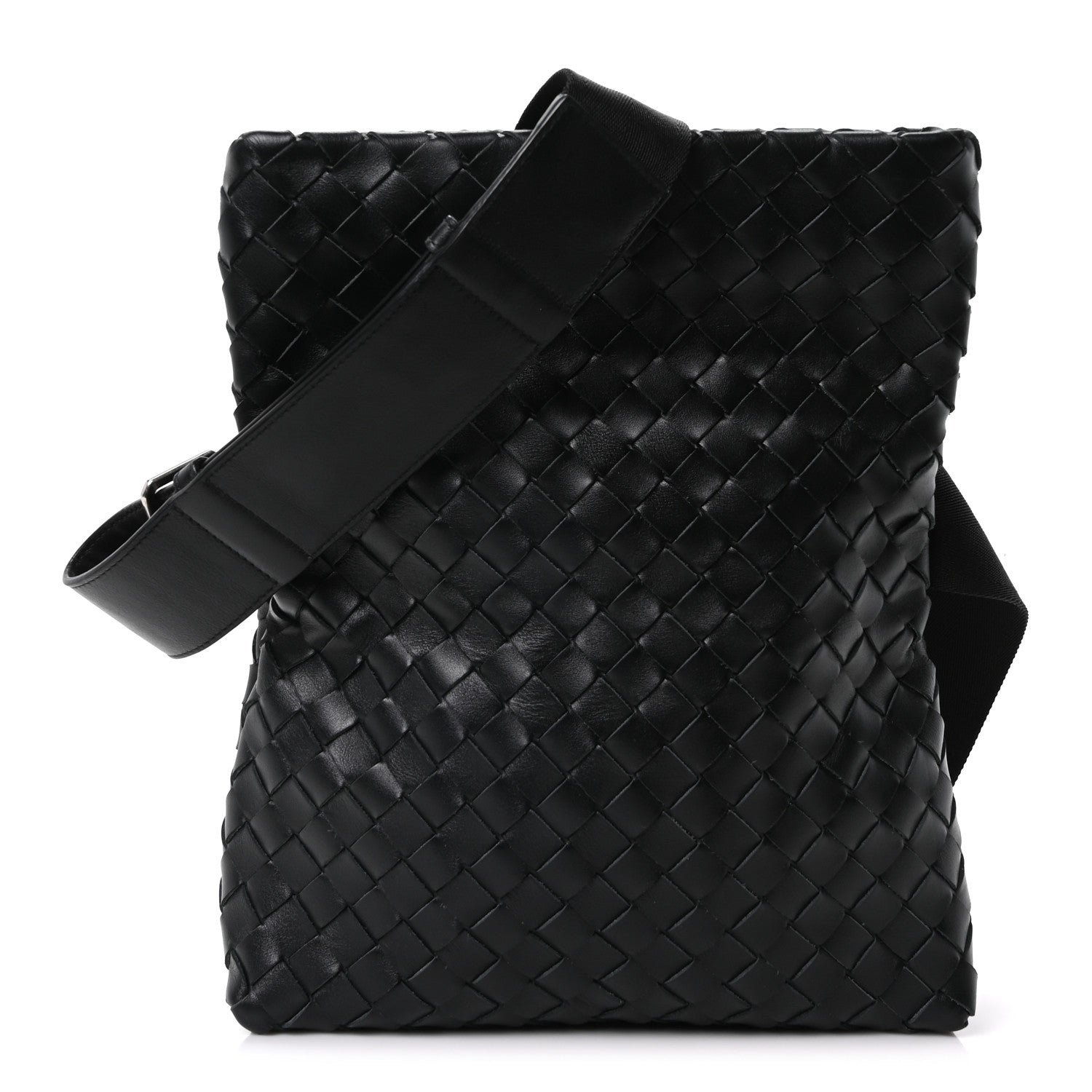 Bottega Veneta Nappa Intrecciato Small Fold Crossbody Messenger Black