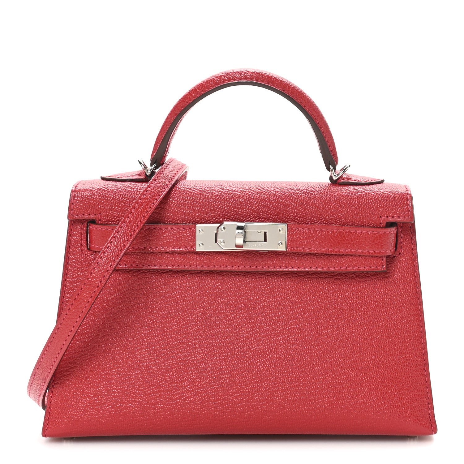 Hermes Chevre Mysore Verso Mini Kelly Sellier 20 Rouge Casaque Bubblegum